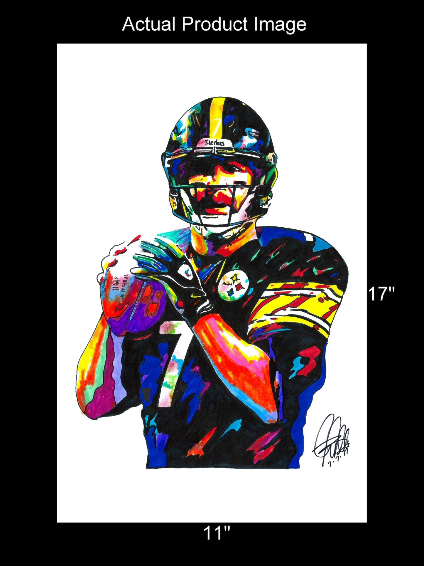 Ben Roethlisberger Steelers Football Sports Poster Print Wall Art 11x17