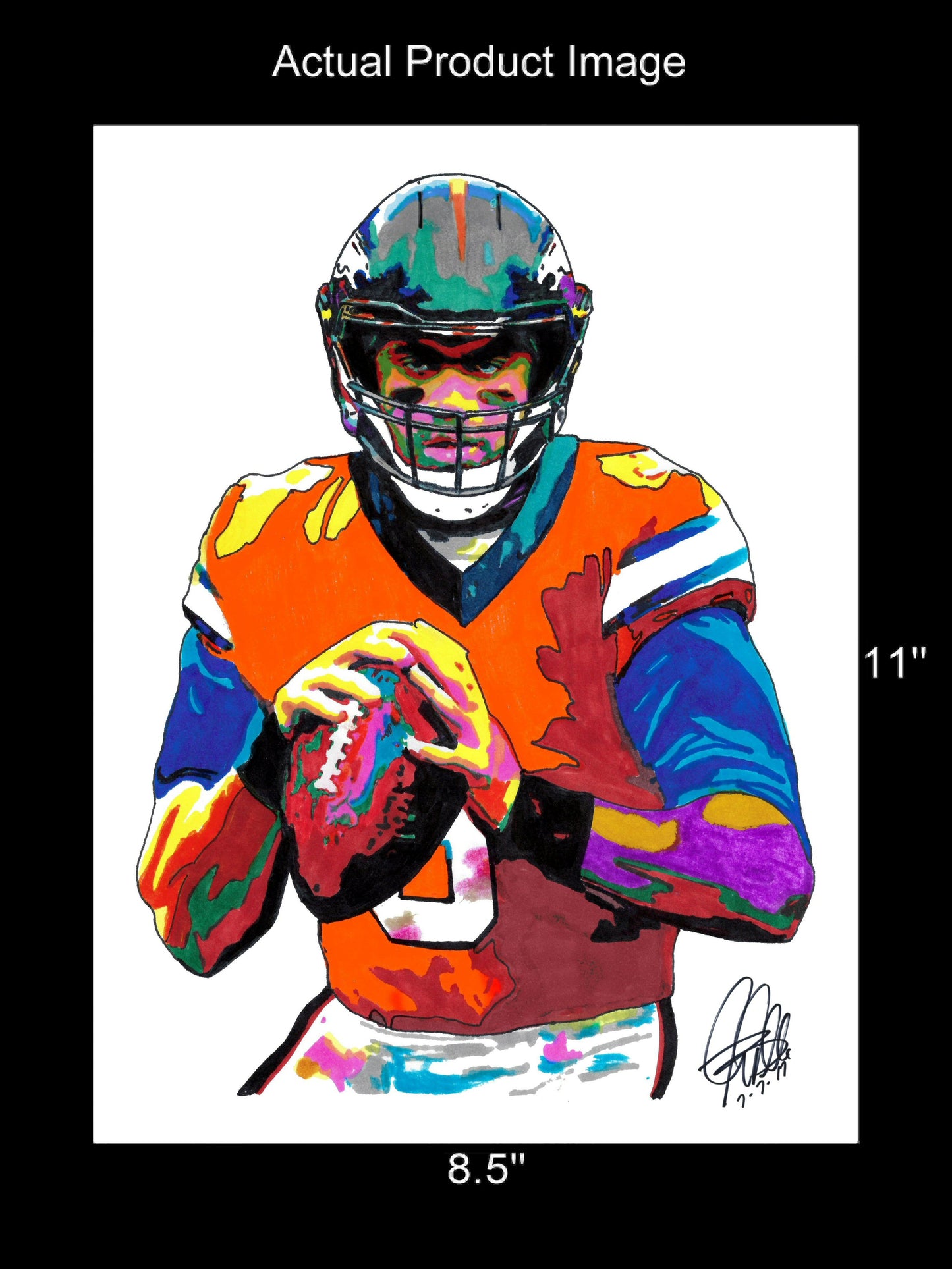 Russell Wilson Denver Broncos Football Sports Poster Print Wall Art 8.5x11