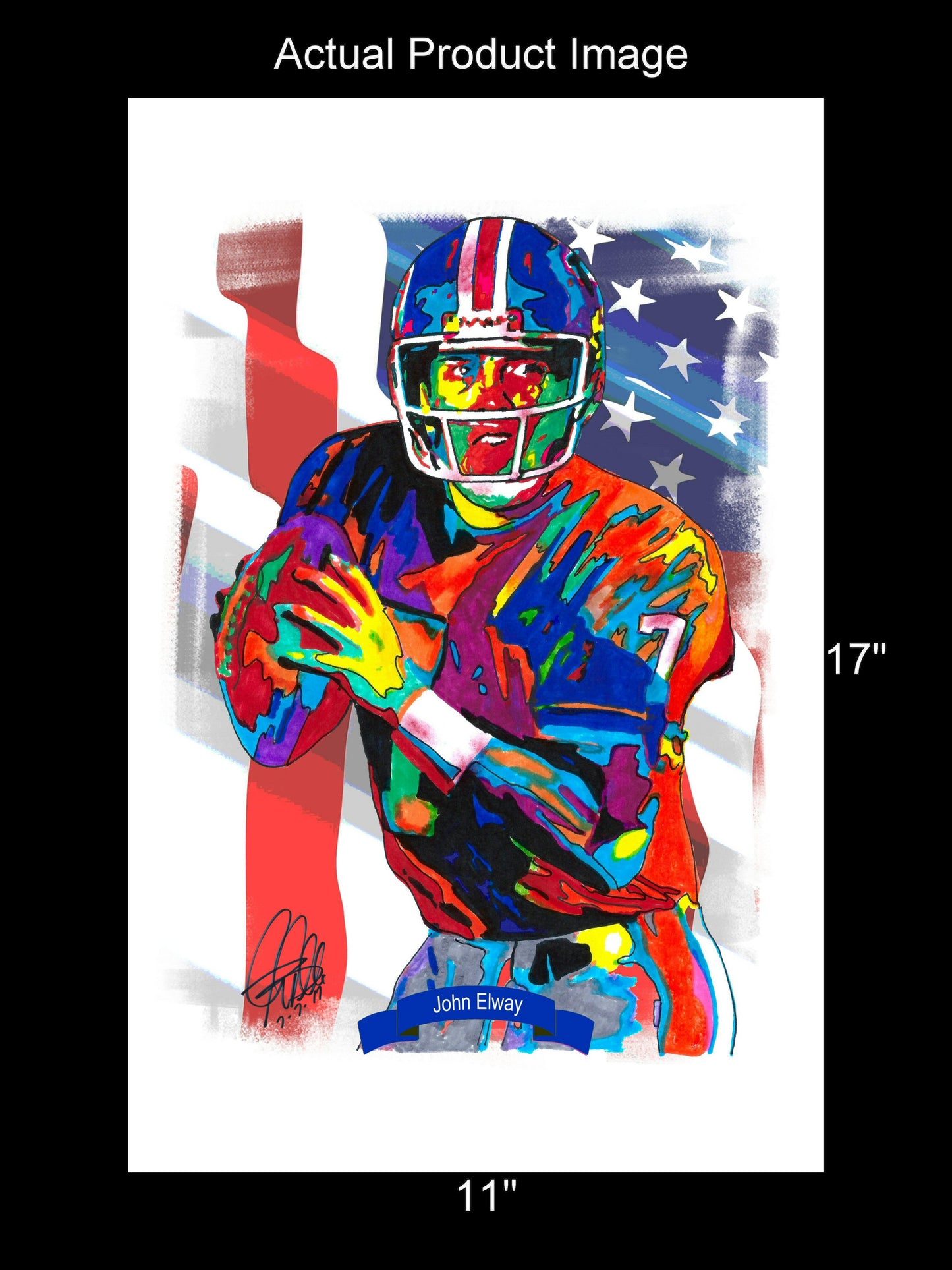 John Elway Denver Broncos Football Sports Poster Print Wall Art 11x17