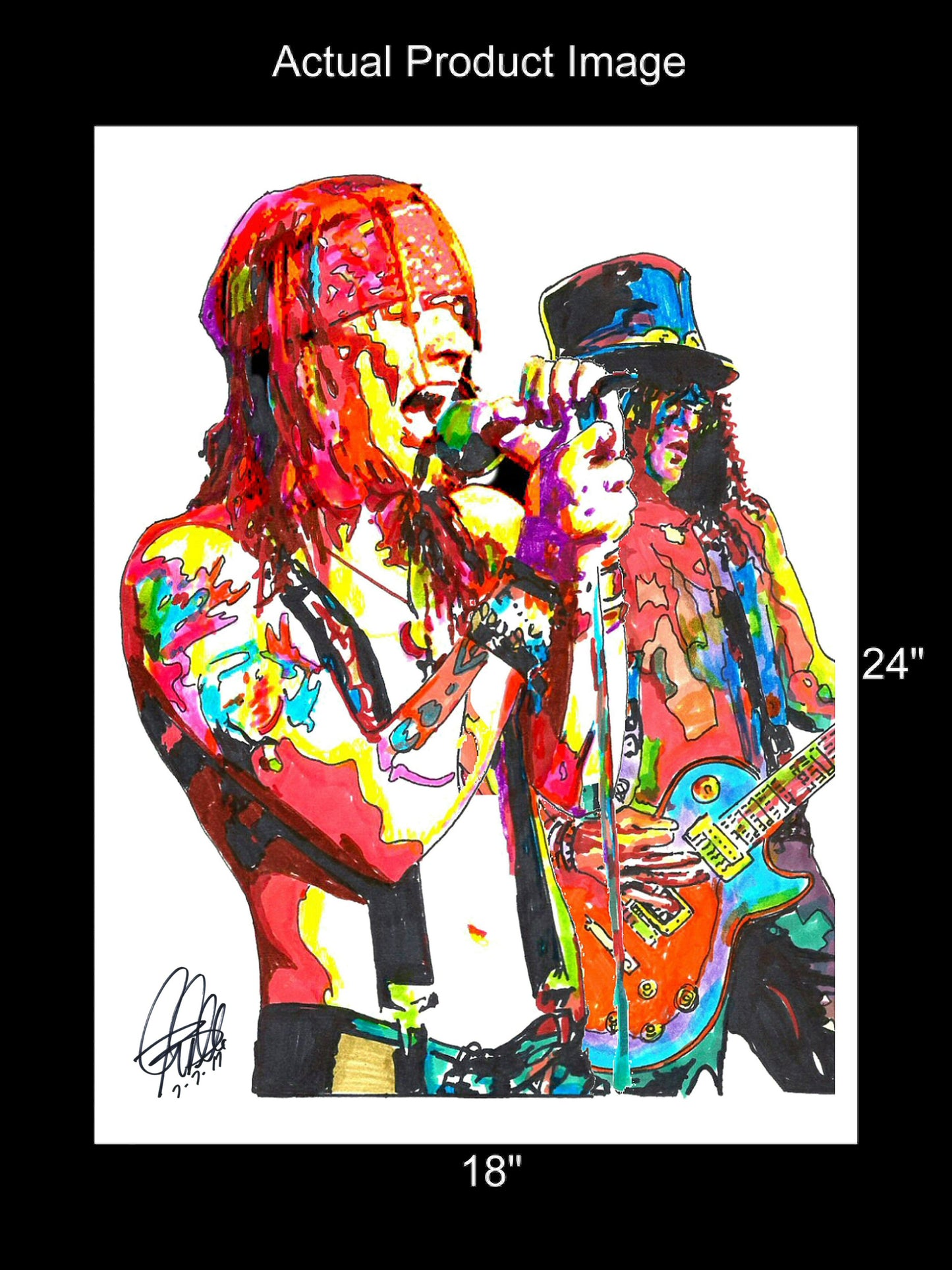 Axl Rose Slash Guns N Roses Singer Guitar Rock Music Print Wall Art 18x24