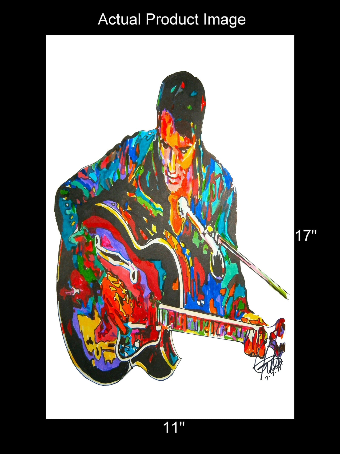 Elvis Presley Guitar Rock Music Poster Print Wall Art 11x17