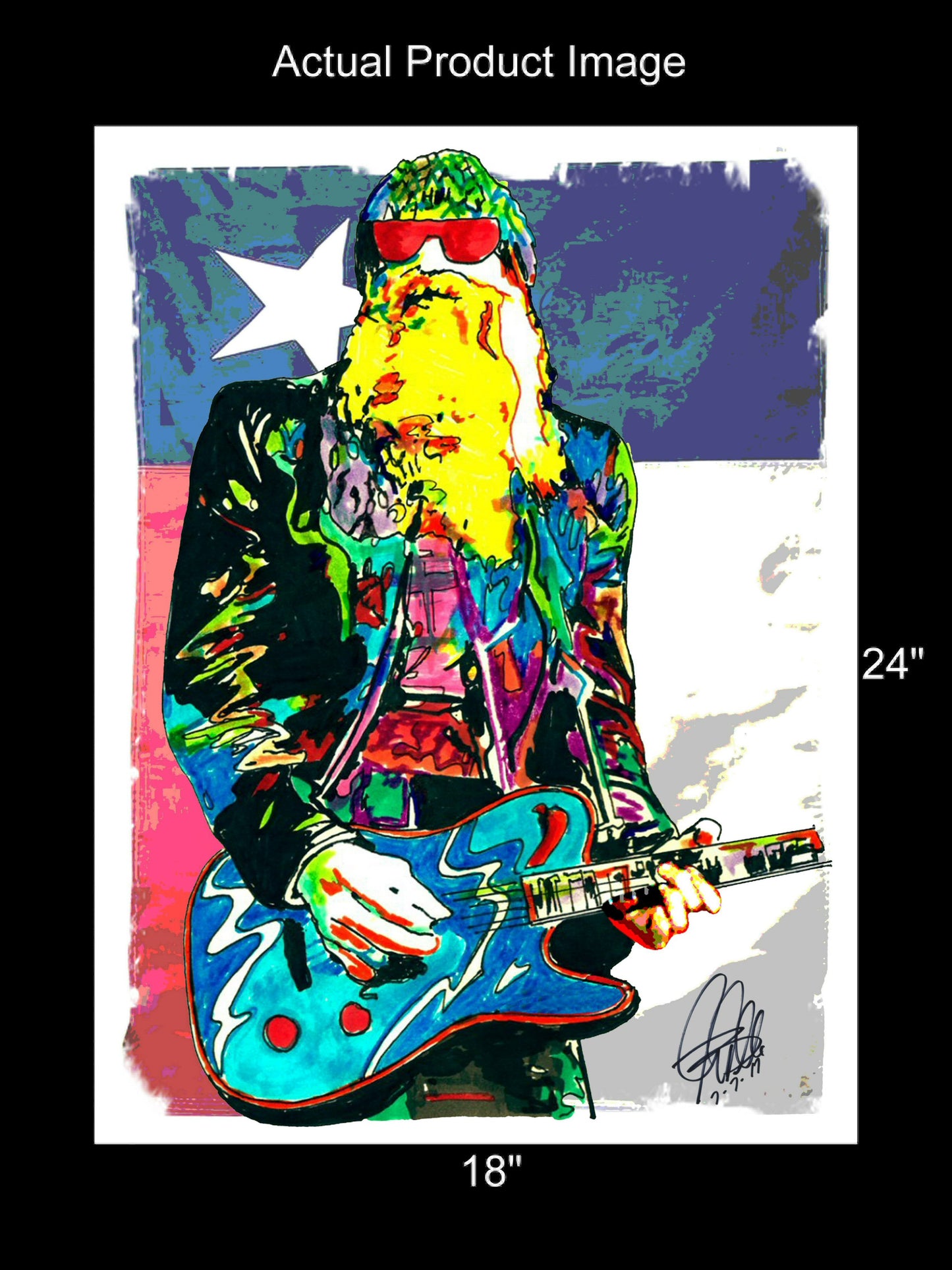 Billy Gibbons ZZ Top Guitar Blues Rock Music Poster Print Wall Art 18x24