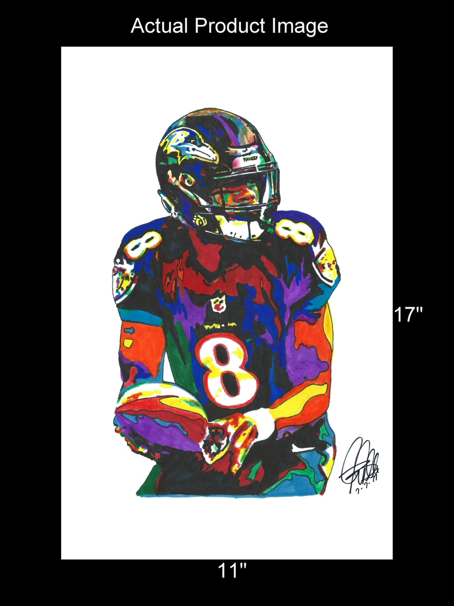 Lamar Jackson Baltimore Ravens Football Print Poster Wall Art 11x17