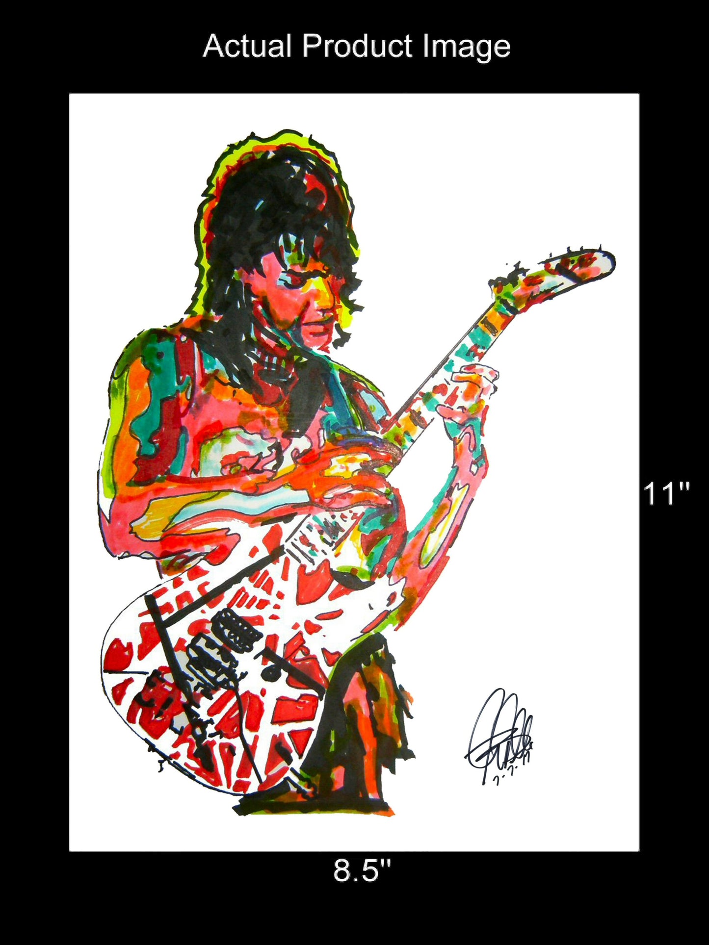 Eddie Van Halen Guitar Metal Rock Music Poster Print Wall Art 8.5x11