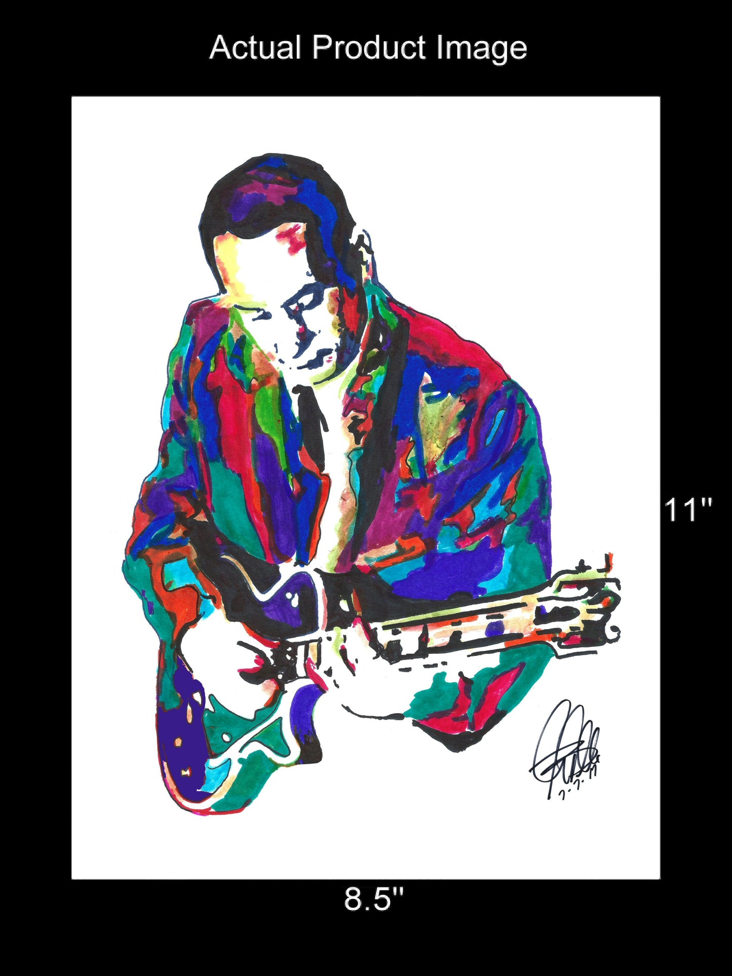 Les Paul Guitar Player Musician Jazz Music Poster Print Wall Art 8.5x11