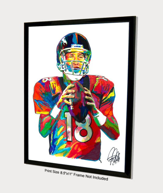 Peyton Manning Denver Broncos Football Sports Poster Print Wall Art 8.5x11