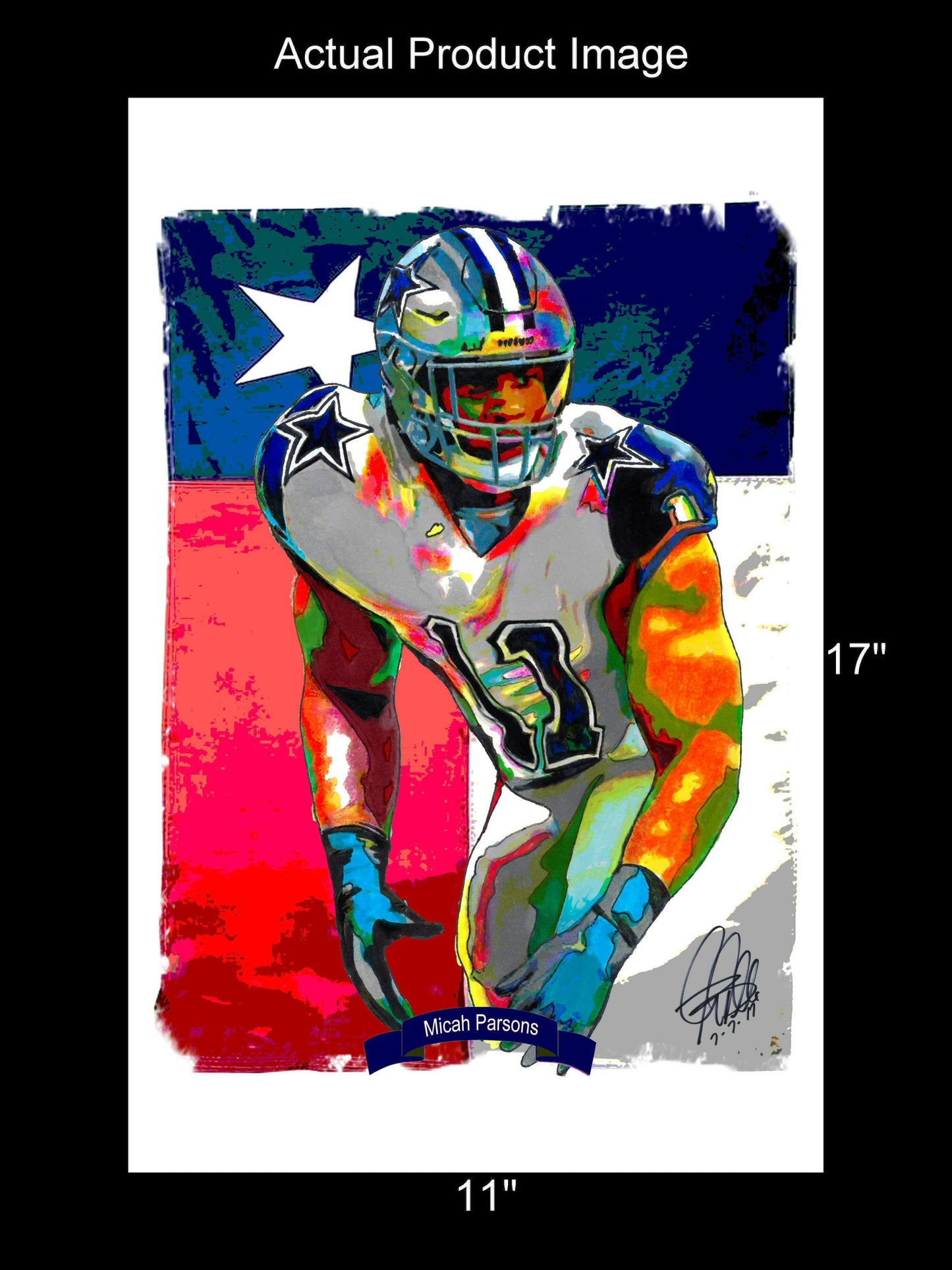 Micah Parsons Dallas Cowboys Football Sports Print Poster Wall Art 11x17