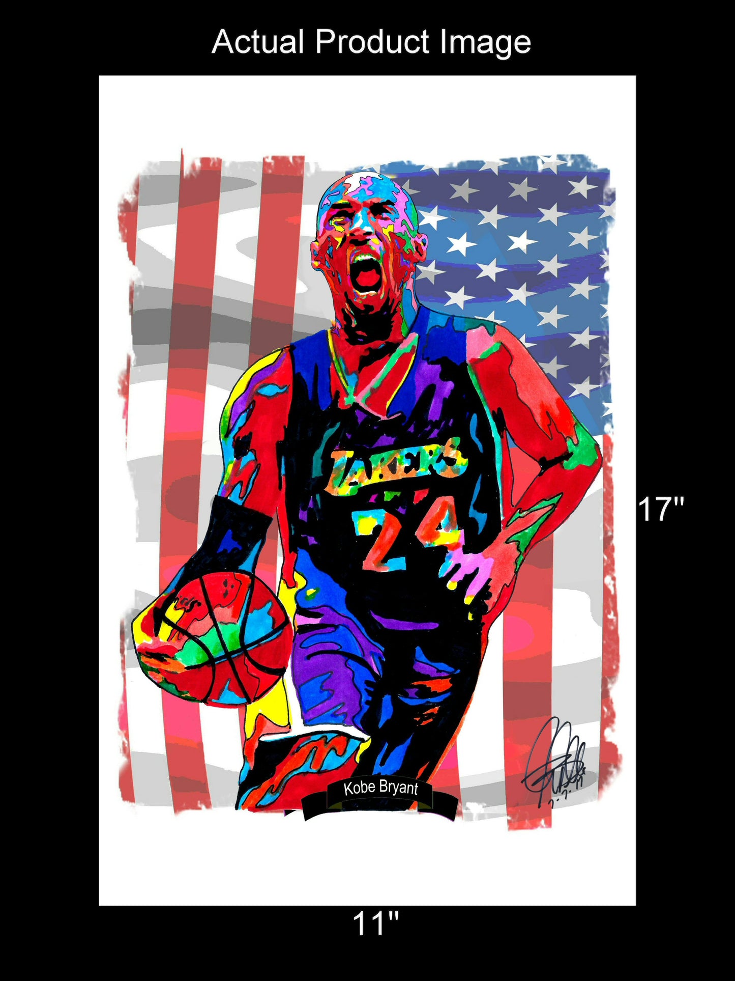 Kobe Bryant Los Angeles Lakers Basketball Poster Print Wall Art 11x17