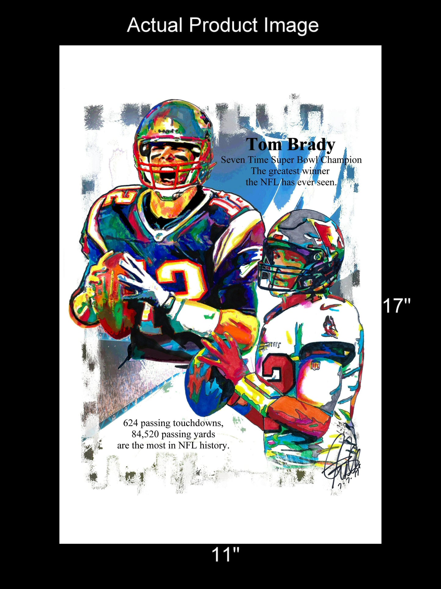 Tom Brady Buccaneers Patriots QB Football Poster Print Wall Art 11x17