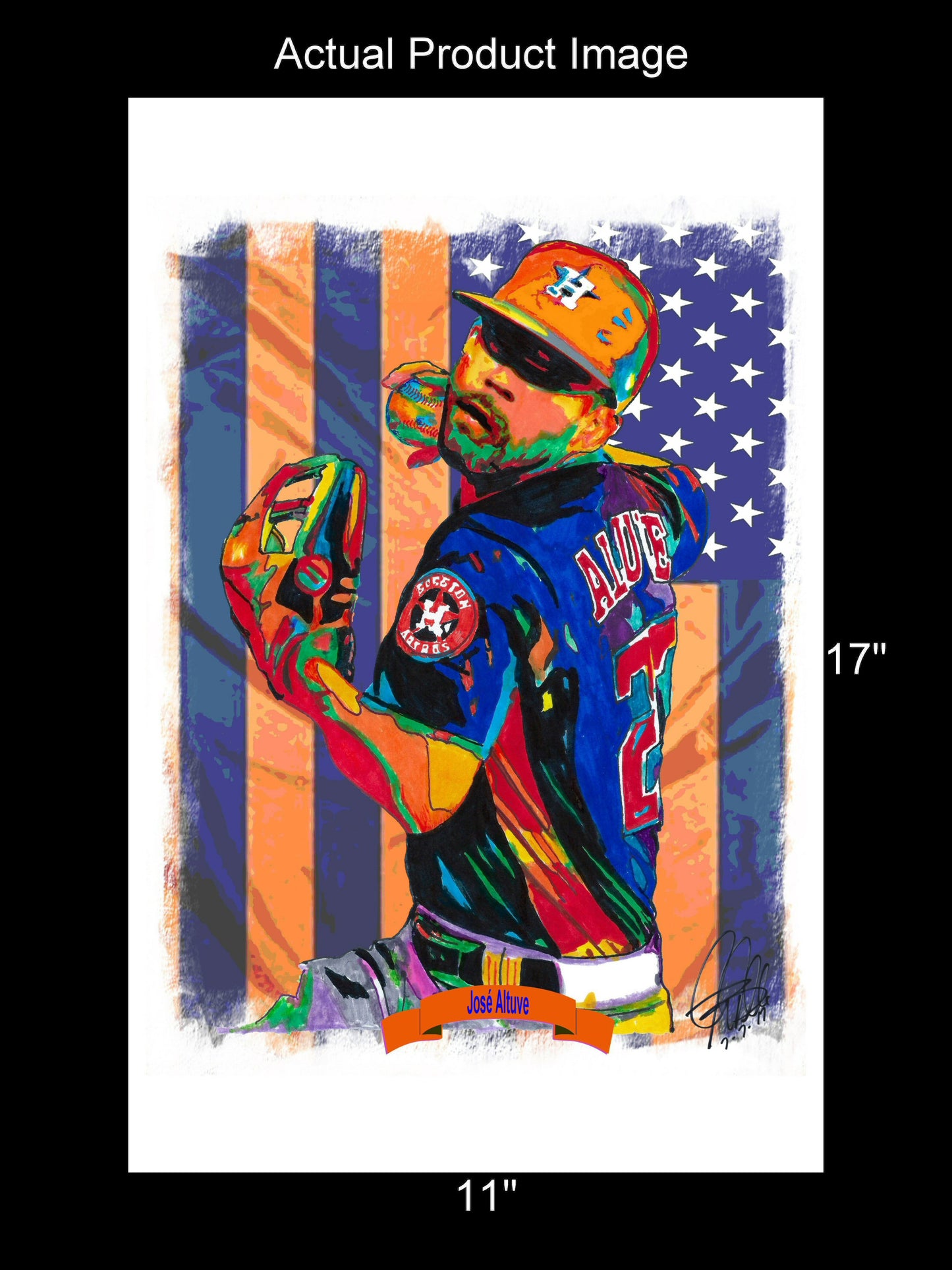 Jose Altuve Houston Astros Baseball Sports Poster Print Wall Art 11x17