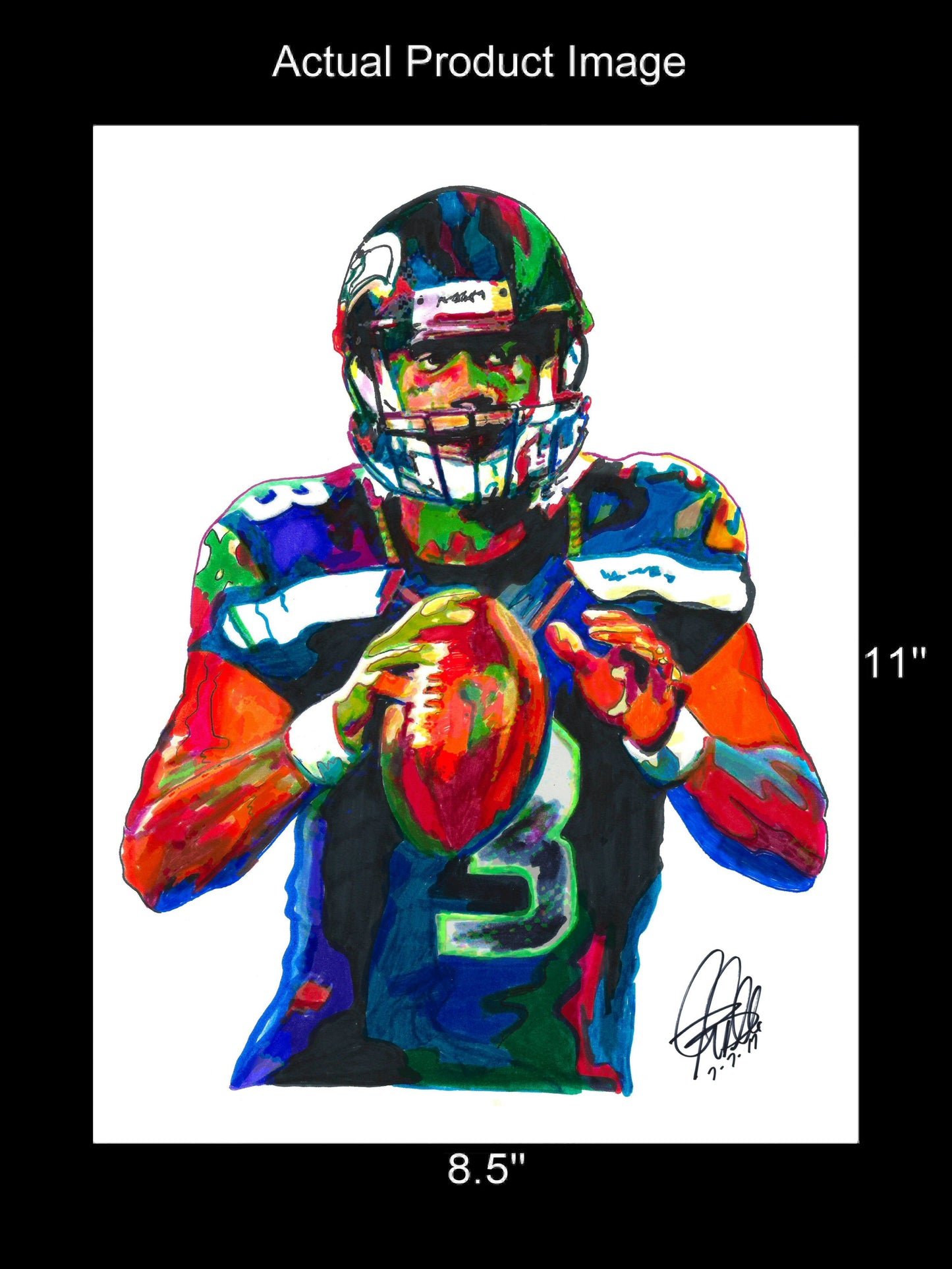 Russell Wilson Seattle Seahawks Football Sports Poster Print Wall Art 8.5x11