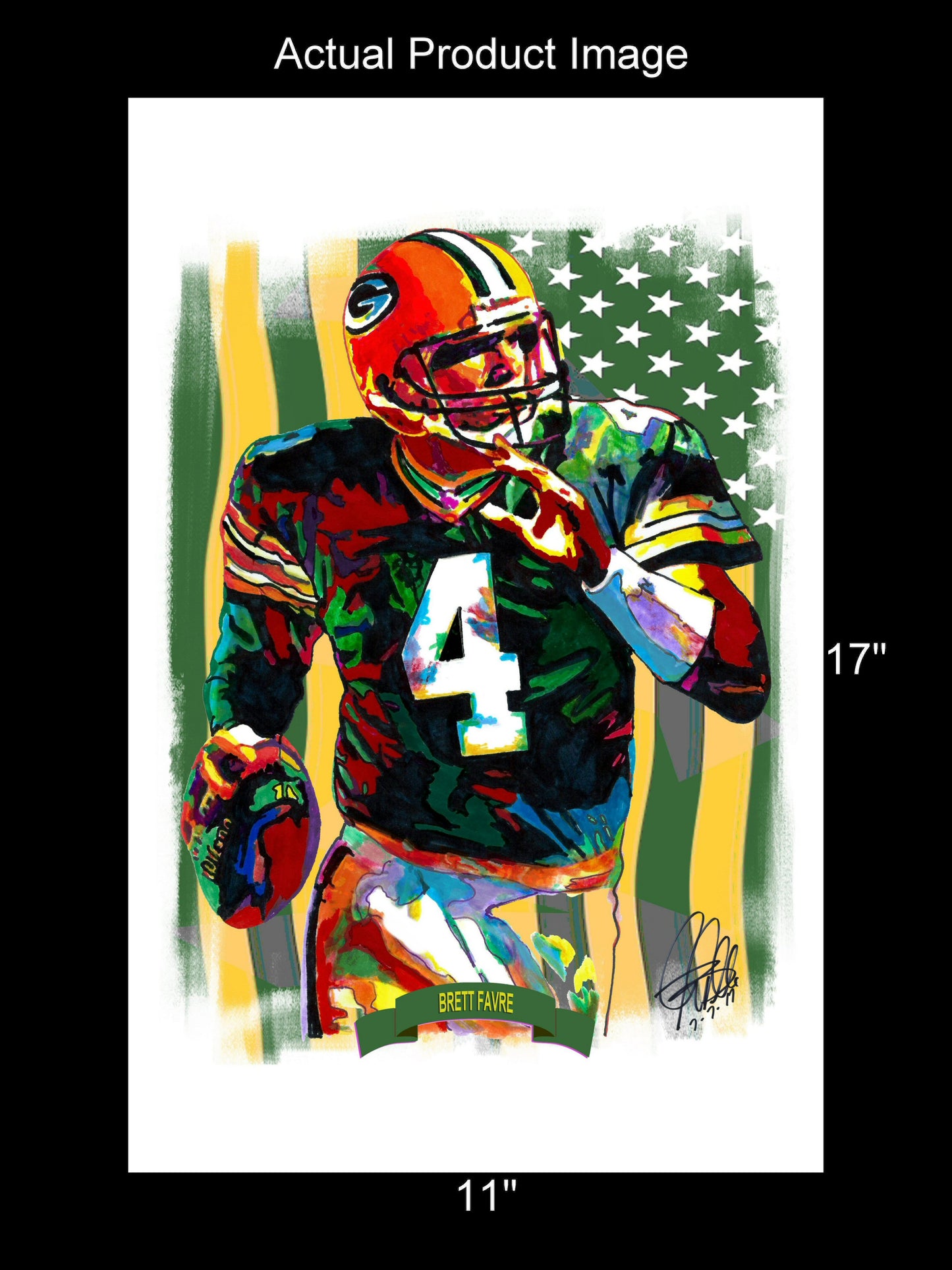 Brett Favre Green Bay Packers Football Sports Poster Print Art 11x17