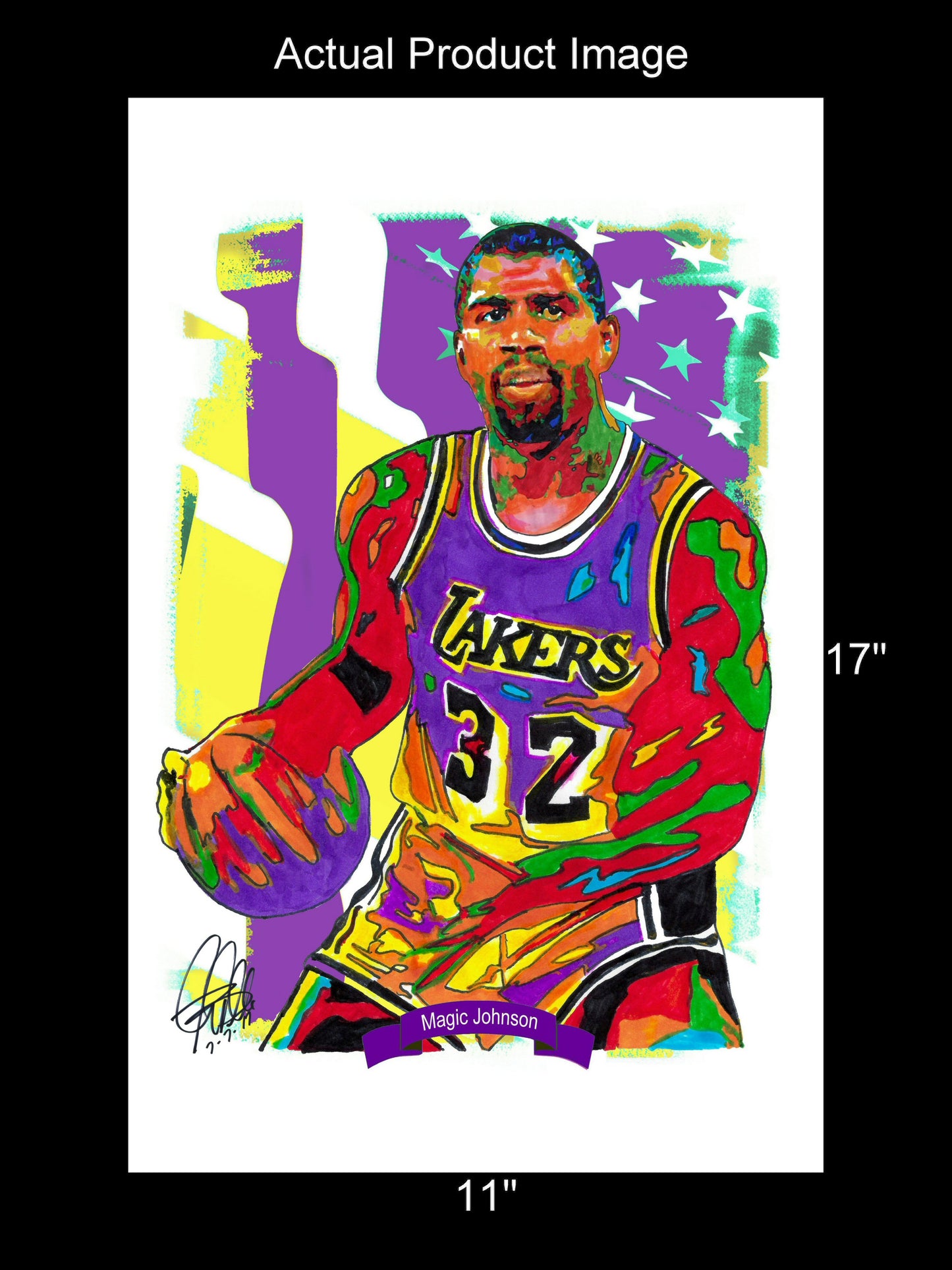 Magic Johnson Los Angeles Lakers Basketball Poster Print Wall Art 11x17