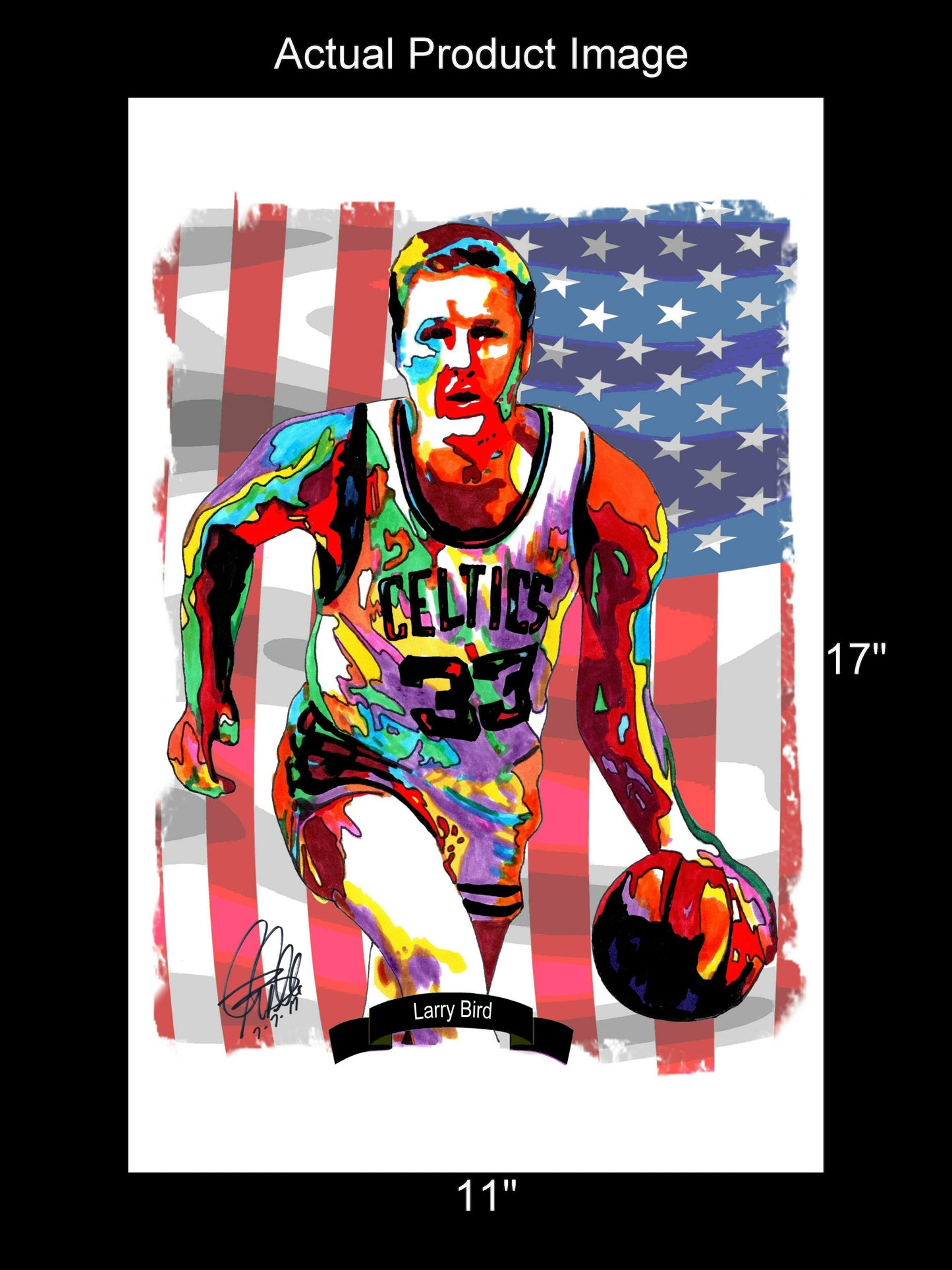 Larry Bird Boston Celtics Basketball Poster Print Wall Art 11x17