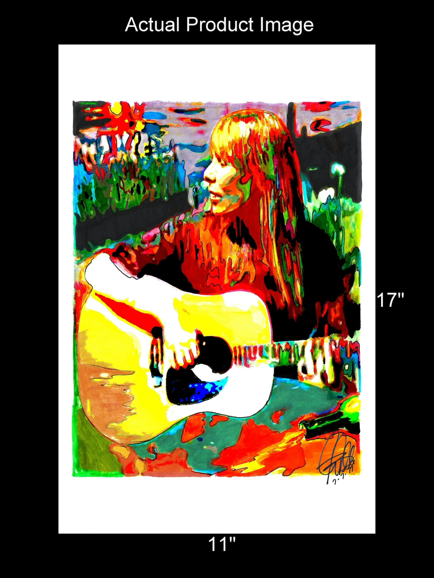 Joni Mitchell Singer Guitar Folk Rock Music Poster Print Wall Art 11x17