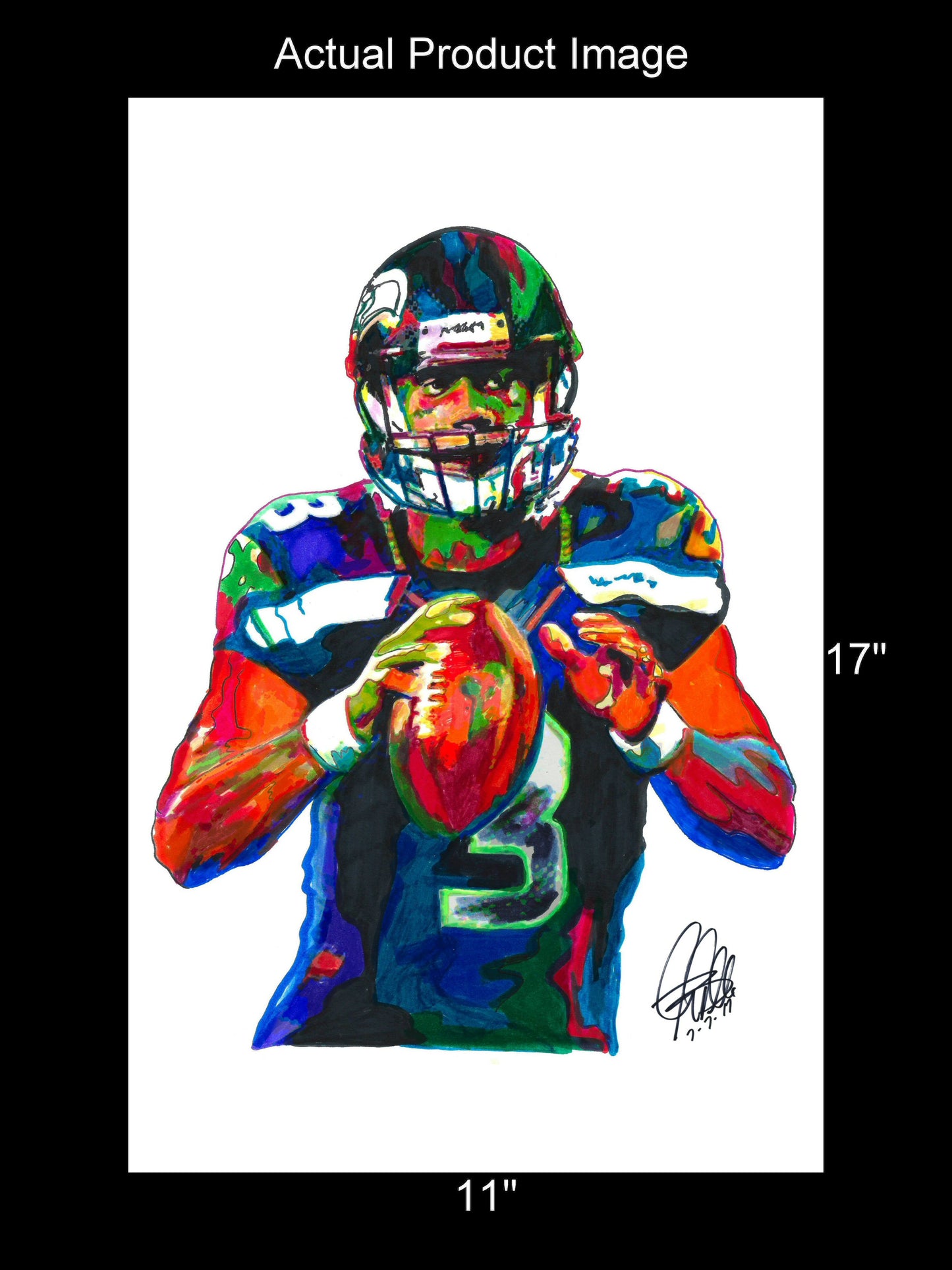 Russell Wilson Seattle Seahawks Football Sports Poster Print Wall Art 11x17