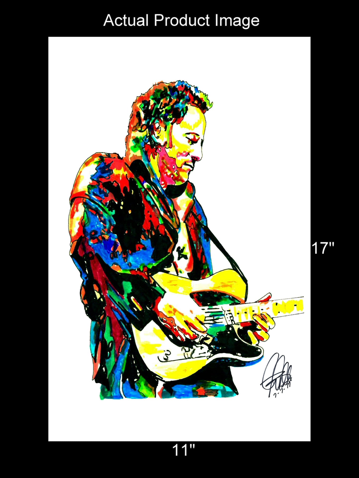 Bruce Springsteen Singer Guitar Rock Music Poster Print Wall Art 11x17