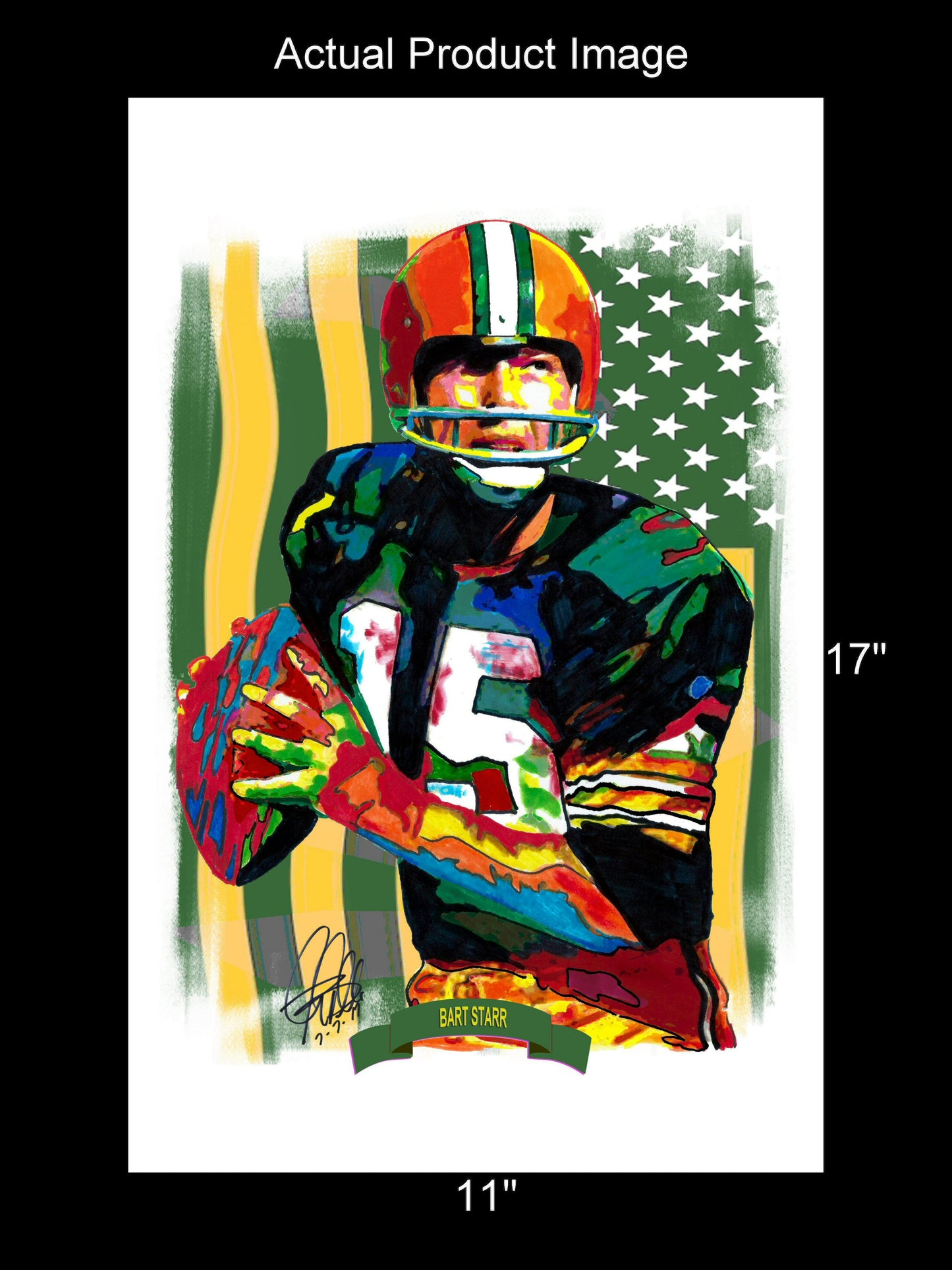 Bart Starr Green Bay Packers Football Poster Print Art 11x17