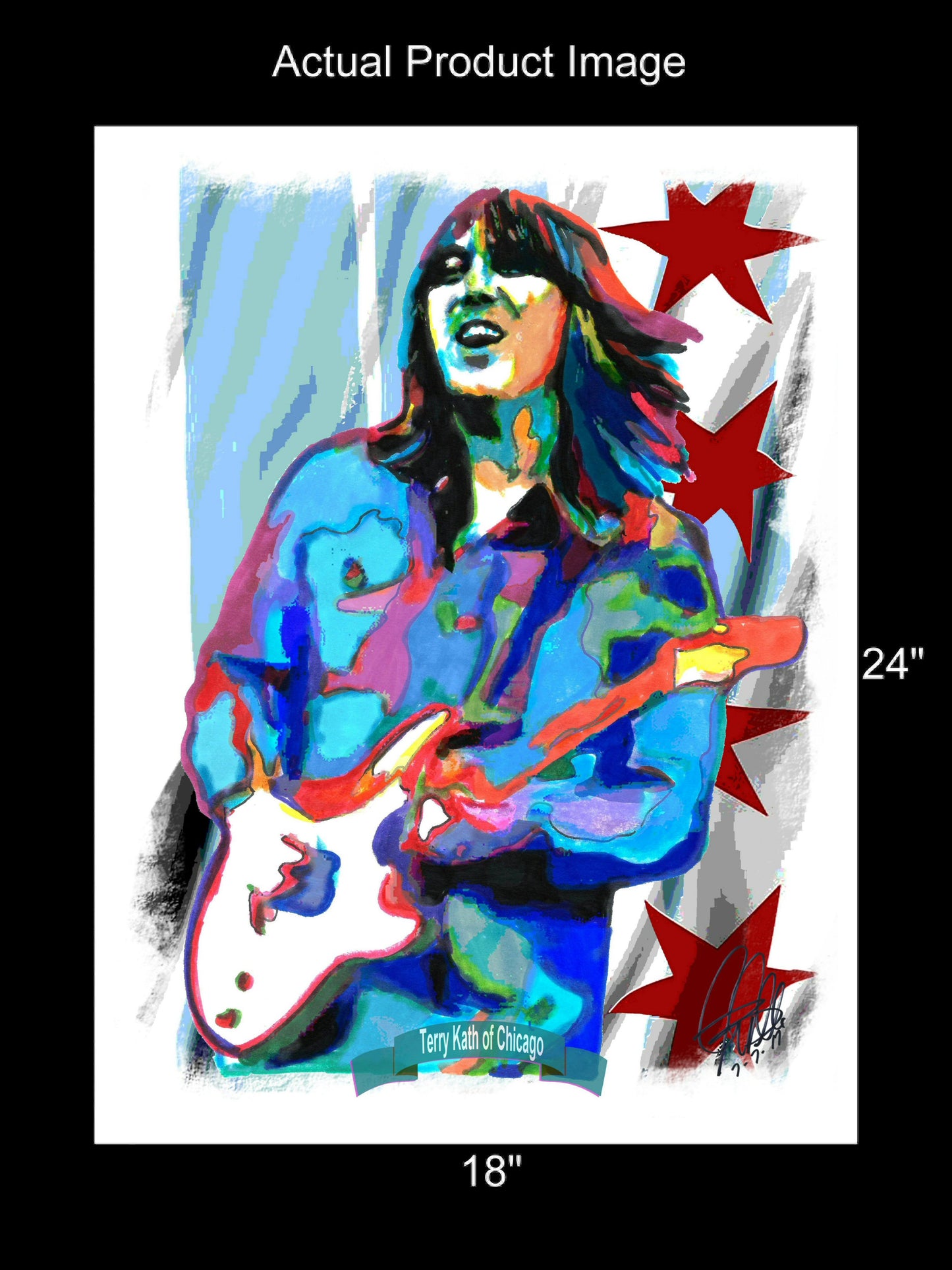 Terry Kath Chicago Guitar Blues Music Poster Print Wall Art 18x24