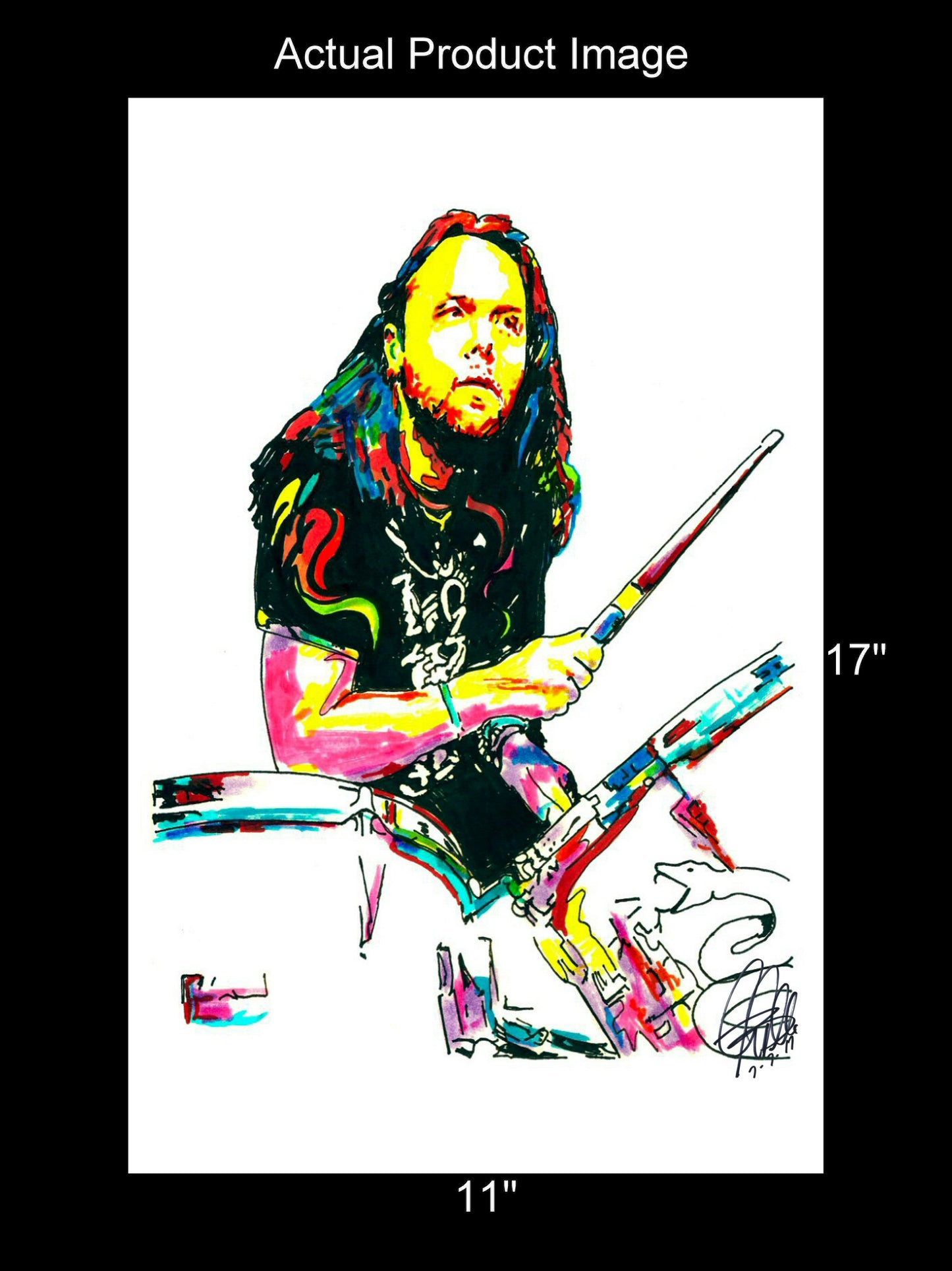 Lars Ulrich Metallica Drums Heavy Metal Music Poster Print Wall Art 11x17