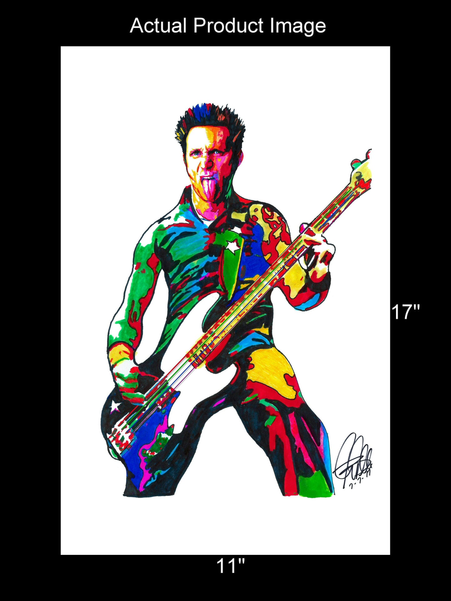 Mike Dirnt Green Day Bass Guitar Punk Rock Music Poster Print Wall Art 11x17