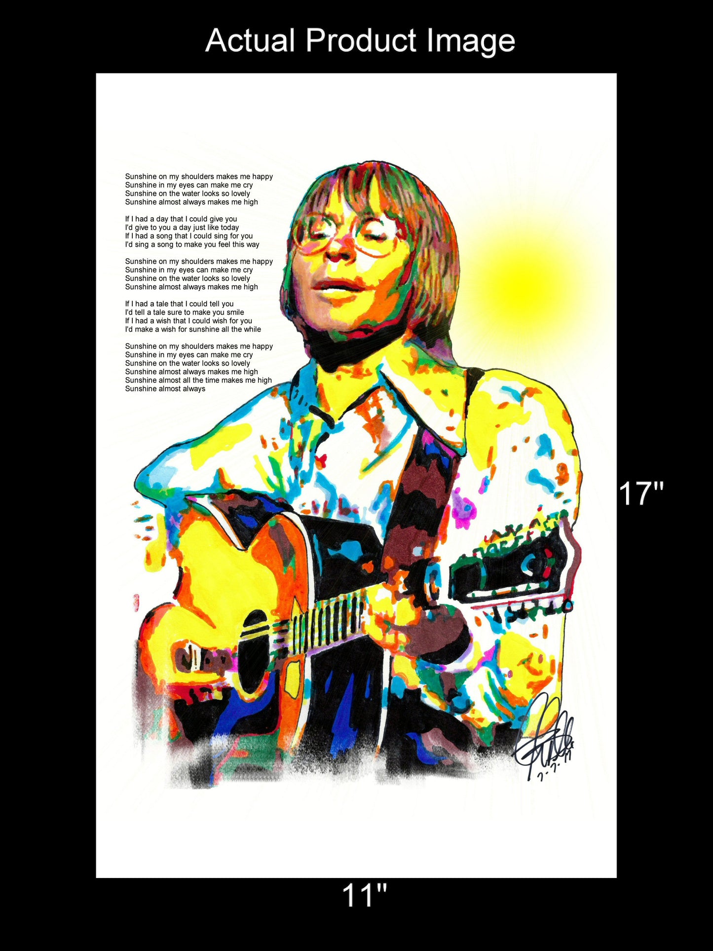 John Denver Sunshine on My Shoulders Singer Music Poster Print Wall Art 11x17