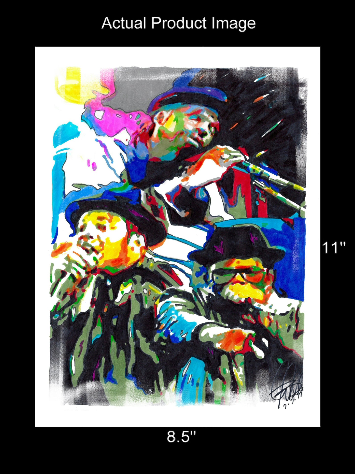 Run DMC Hip Hop Rap Rock Music Poster Print Wall Art 8.5x11