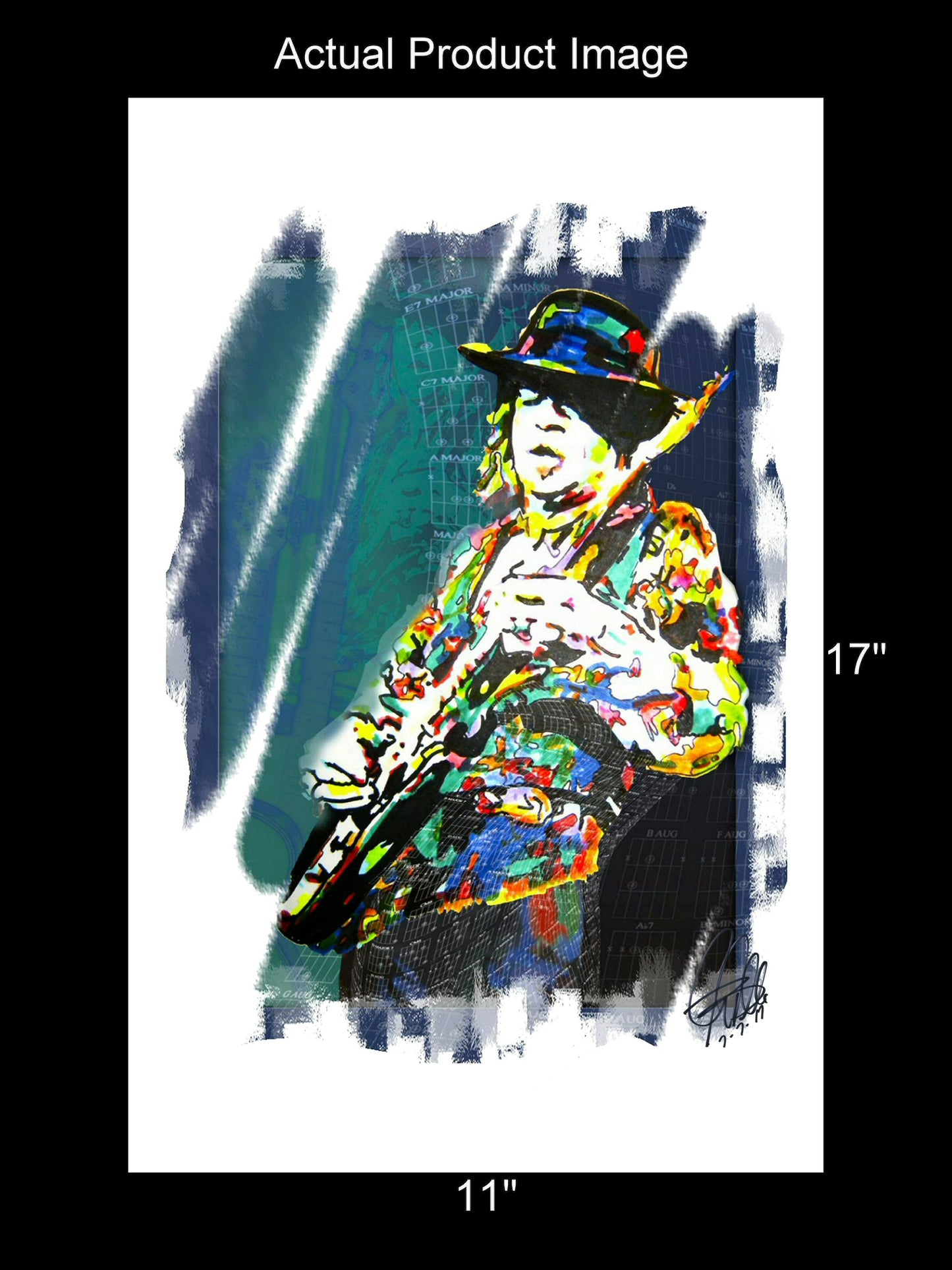 Stevie Ray Vaughan SRV Blues Rock Guitar Music Poster Print Wall Art 11x17