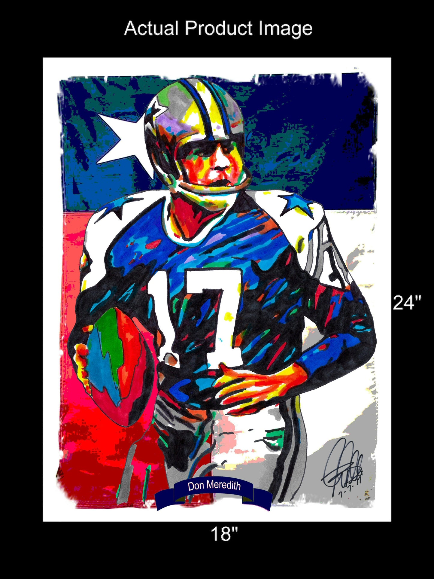 Don Meredith Dallas Cowboys Football Sports Poster Print Wall Art 18x24