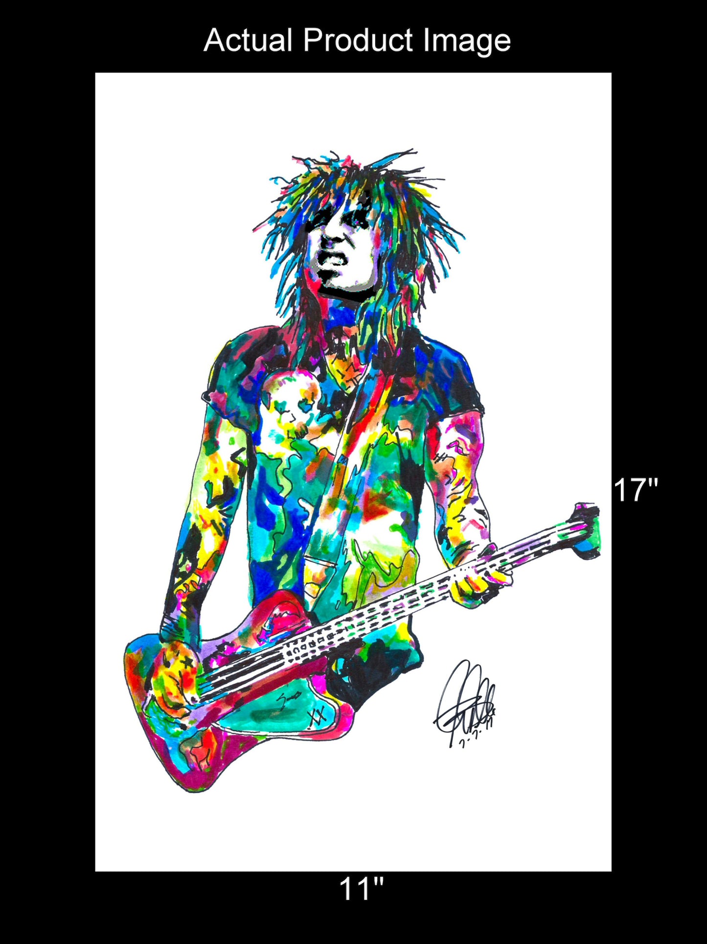 Nikki Sixx Motley Crue Guitar Glam Rock Music Print Poster Wall Art 11x17