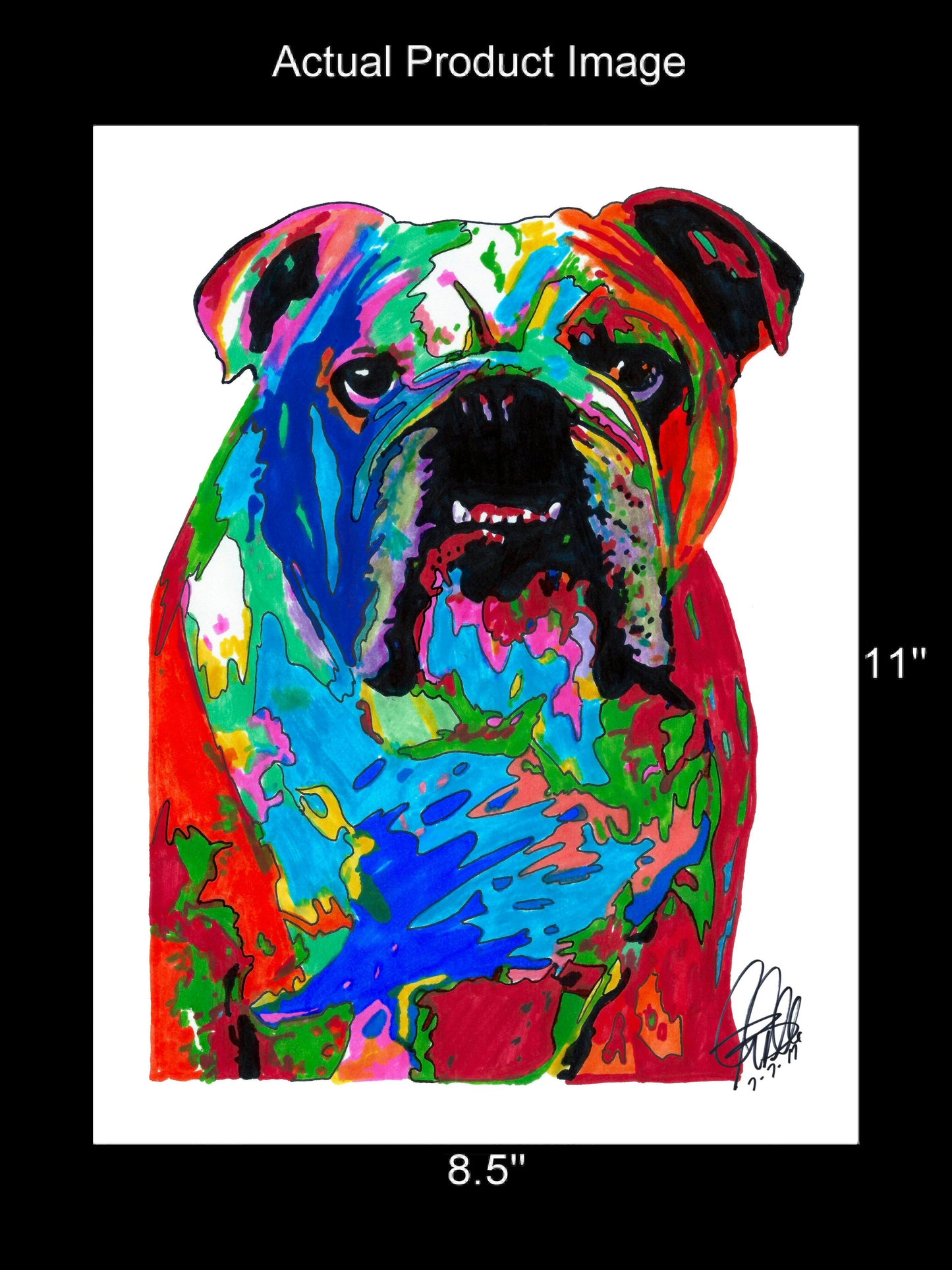 English Bulldog Pet Dog Poster Print Wall Art 8.5x11