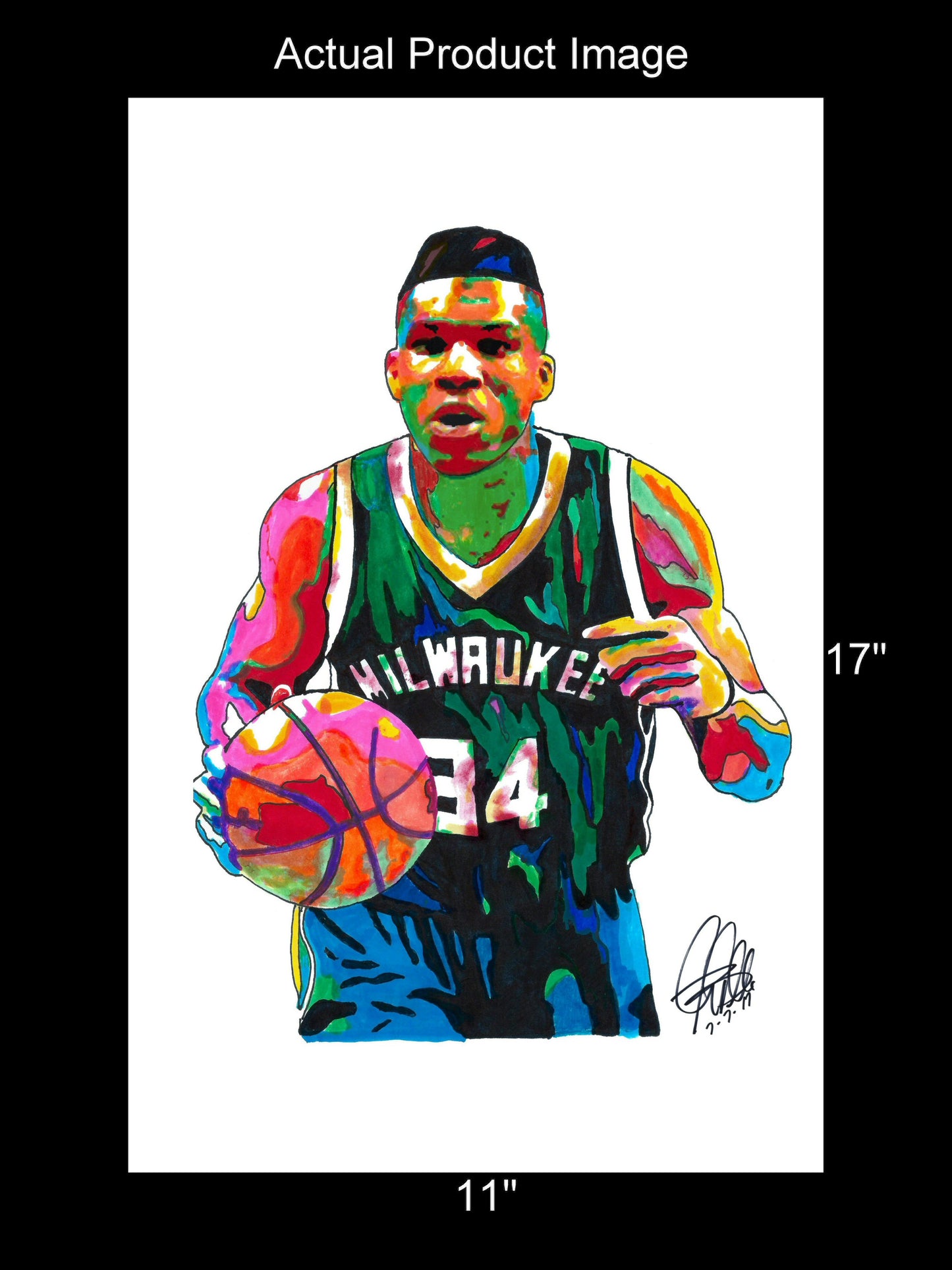 Giannis Antetokounmpo Milwaukee Bucks Basketball Poster Print Wall Art 11x17