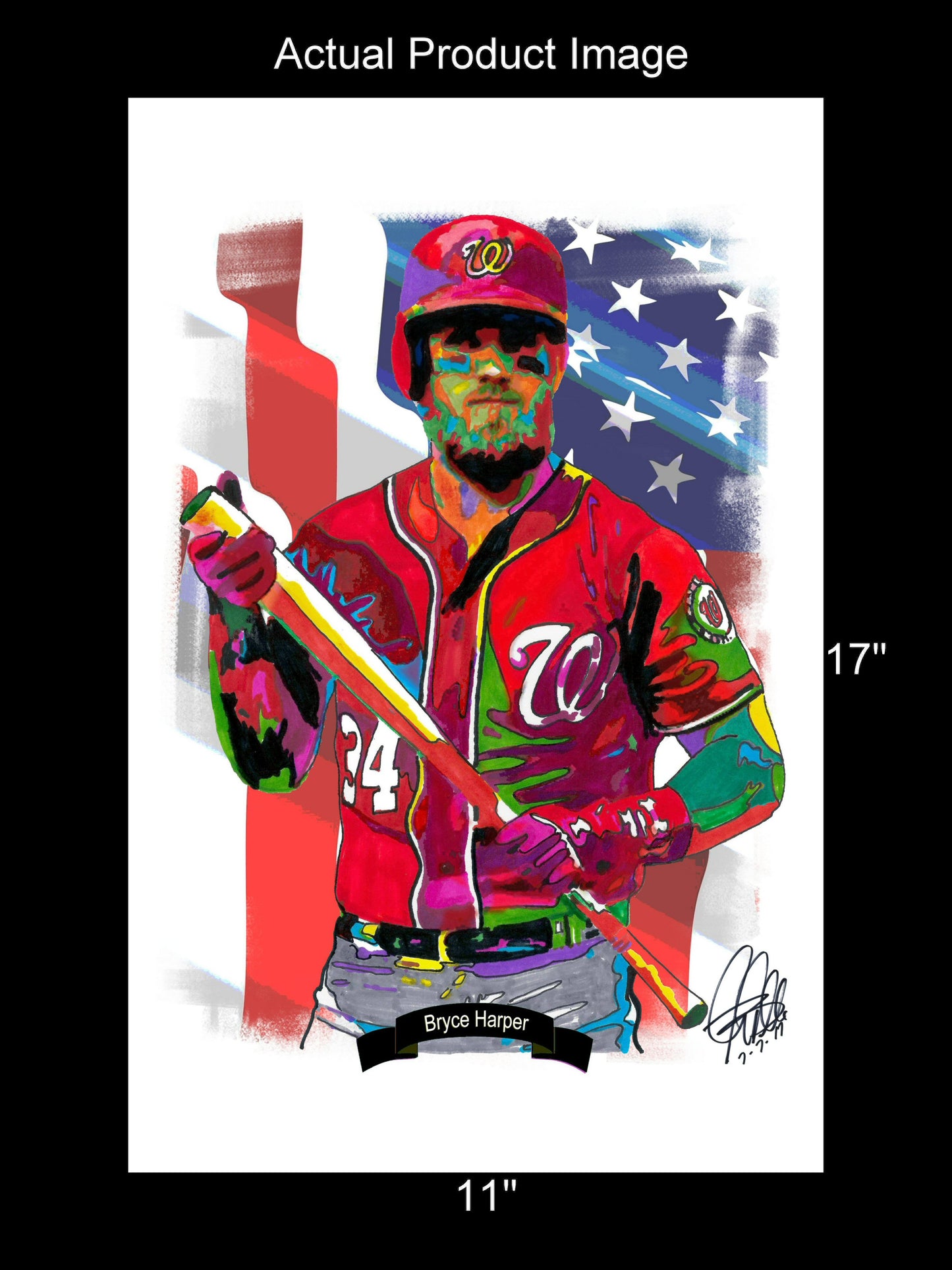 Bryce Harper Washington Nationals Baseball Sports Poster Print Wall Art 11x17