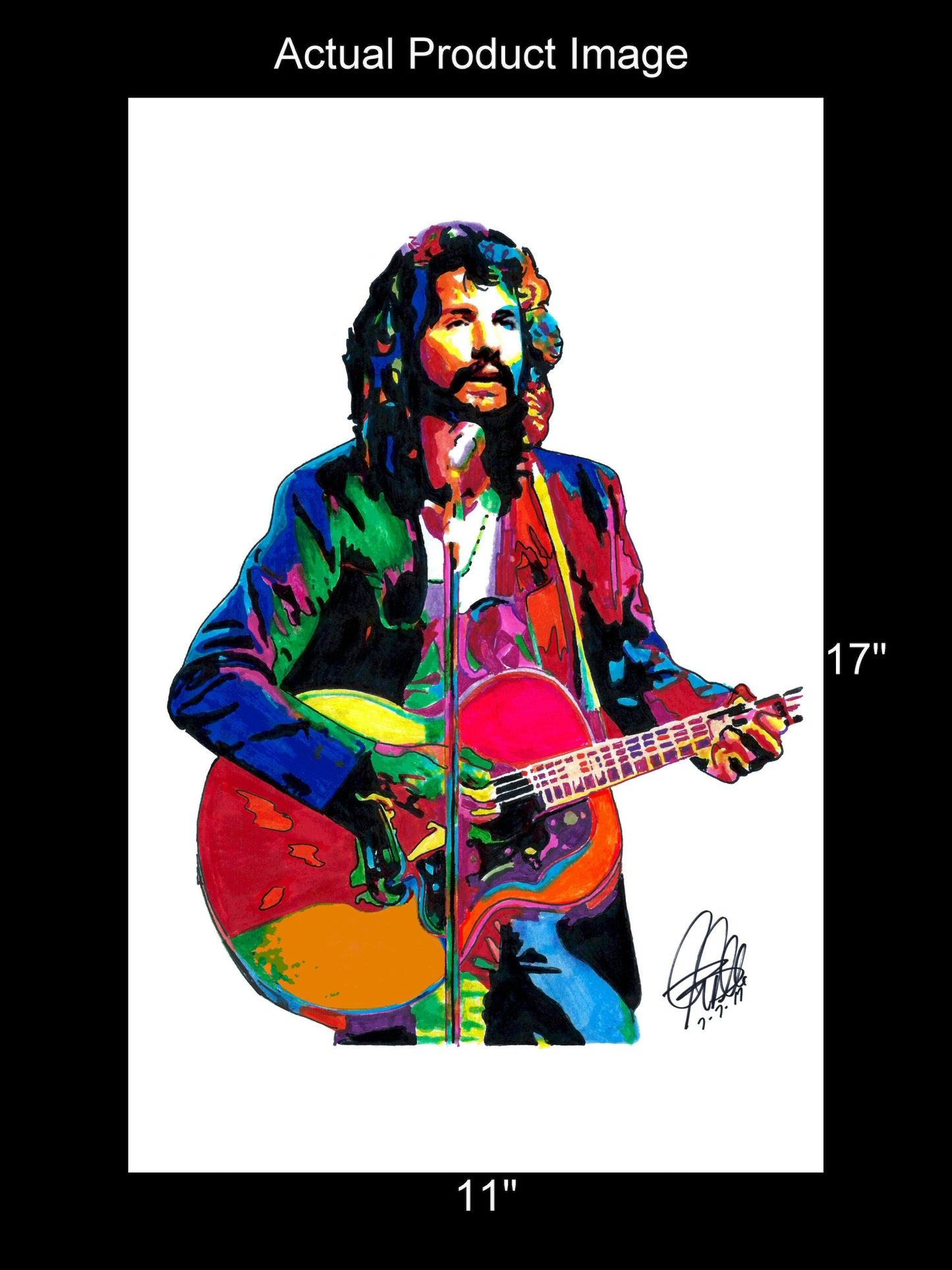 Cat Stevens Singer Guitar Rock Music Poster Print Wall Art 11x17