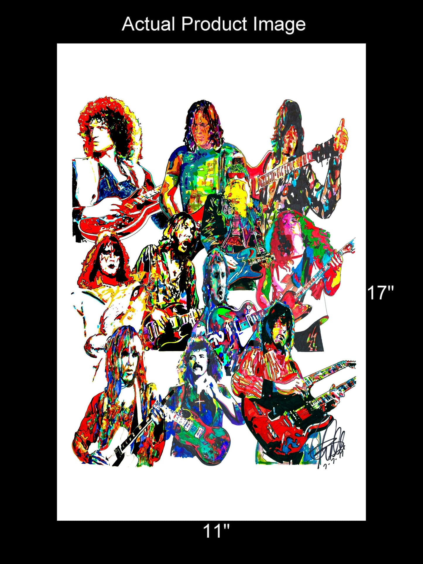 70s Guitar Players Jimmy Page Duane Allman Music Print Poster Wall Art 11x17