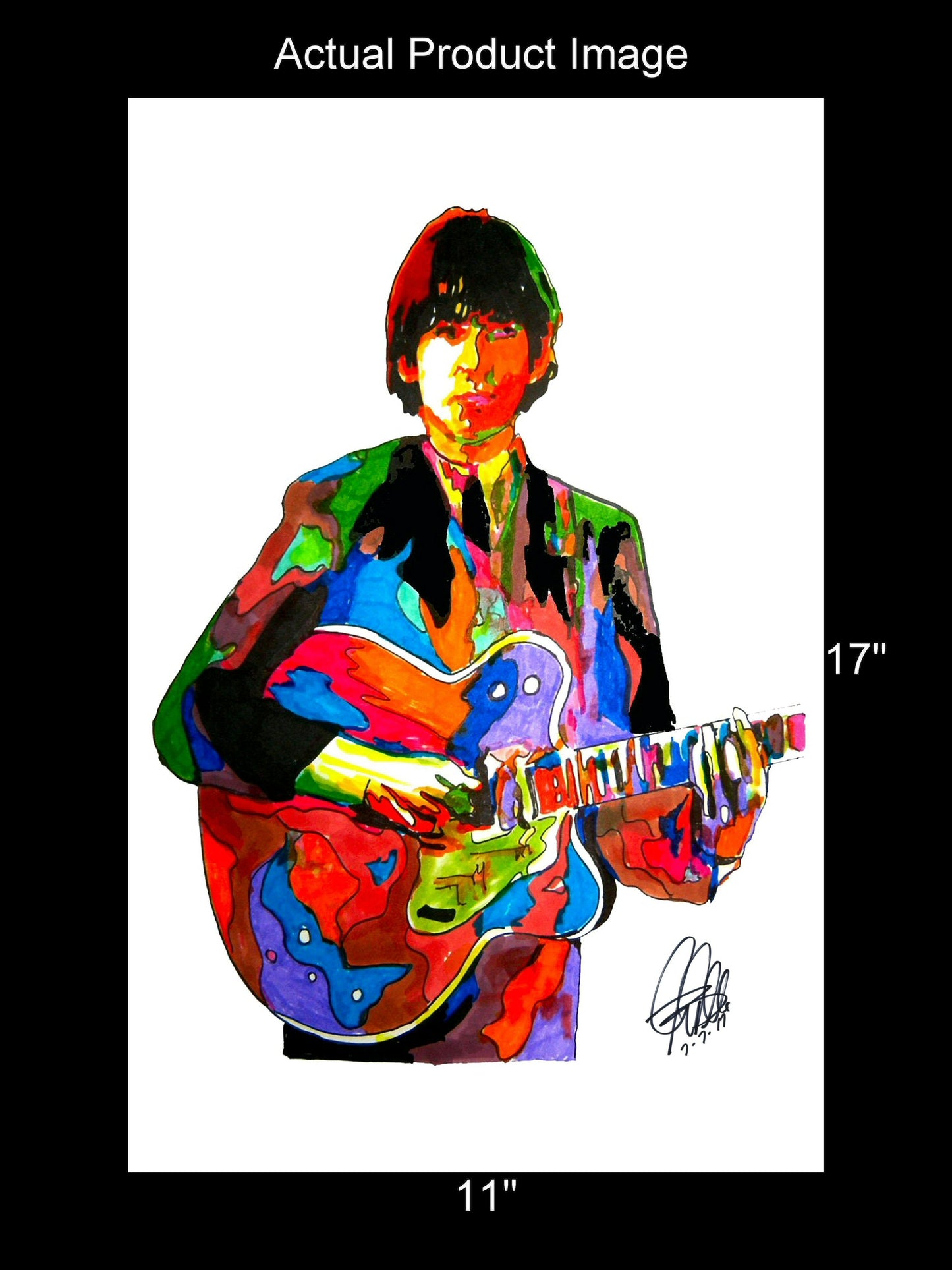 George Harrison The Beatles Guitar Rock Music Poster Print Wall Art 11x17