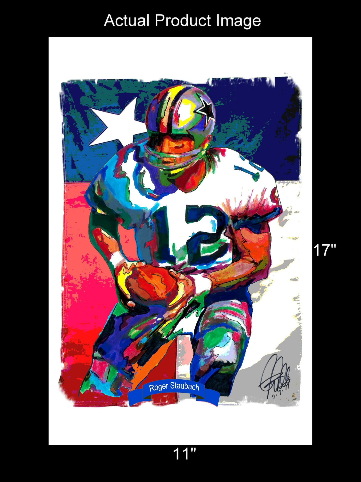 Roger Staubach Dallas Cowboys Football Sports Poster Print Wall Art 11x17