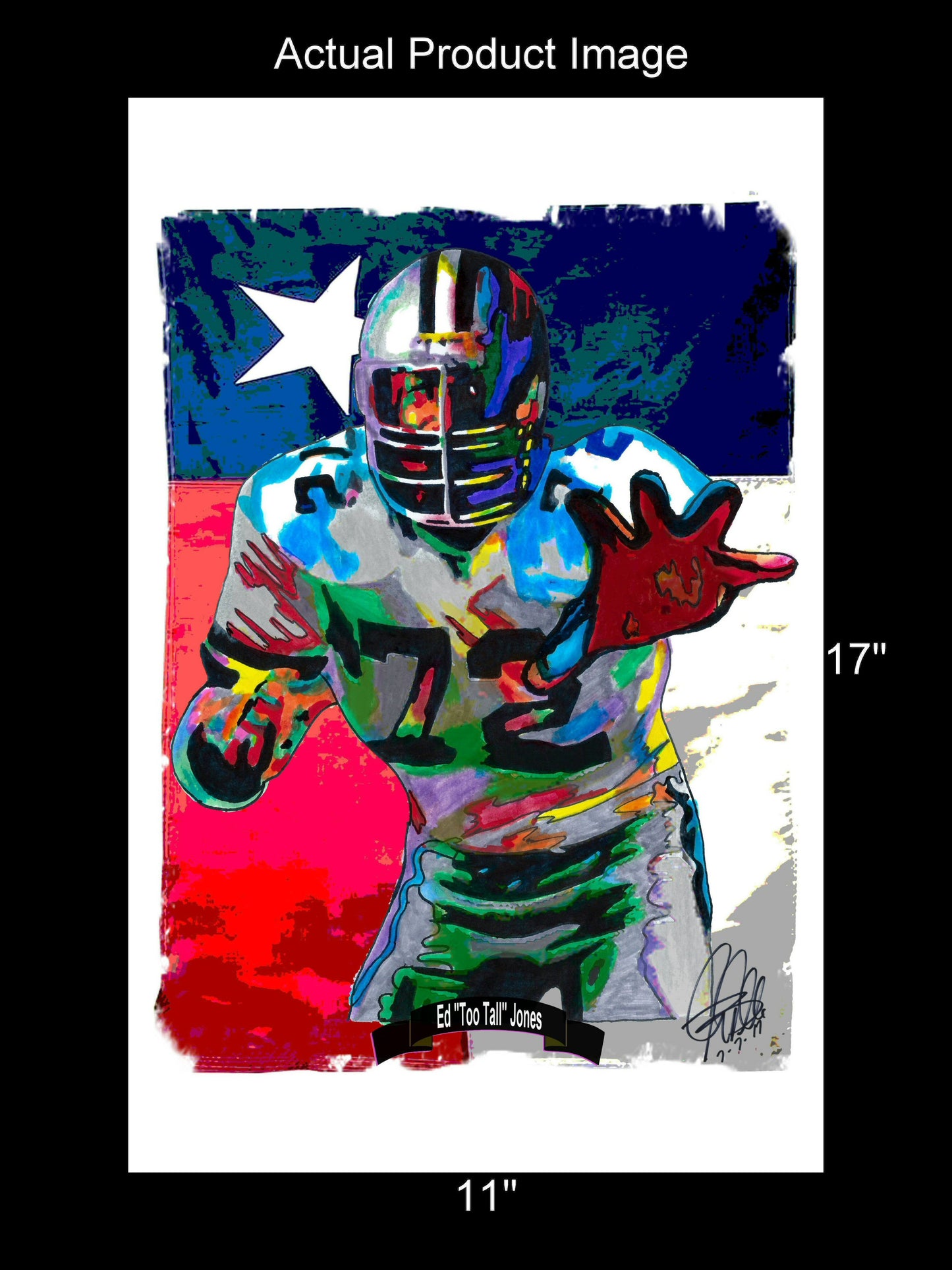 Ed Too Tall Jones Dallas Cowboys Football Sports Poster Print Wall Art 11x17