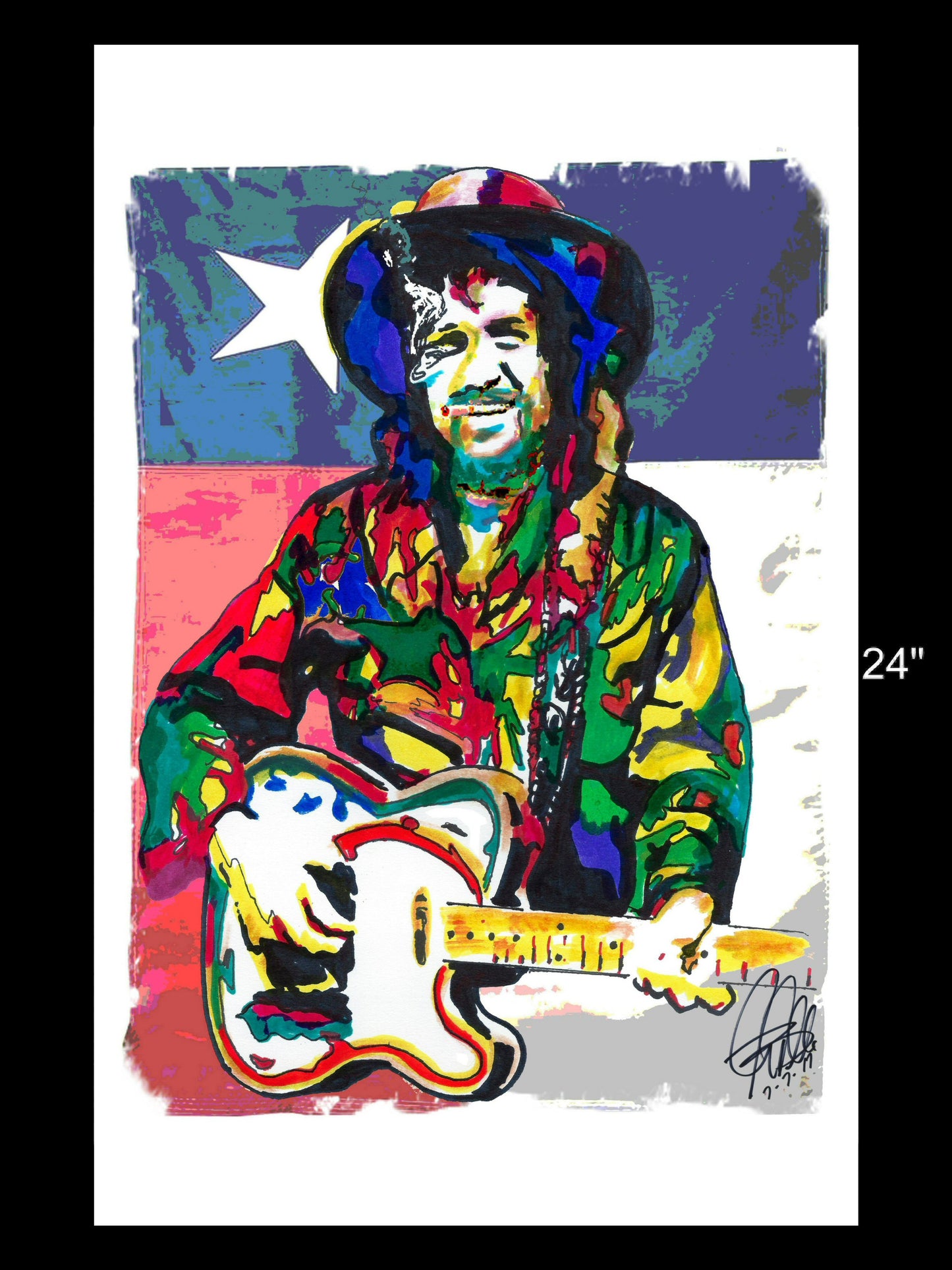 Waylon Jennings Guitar Country Music Poster Print Wall Art 11x17