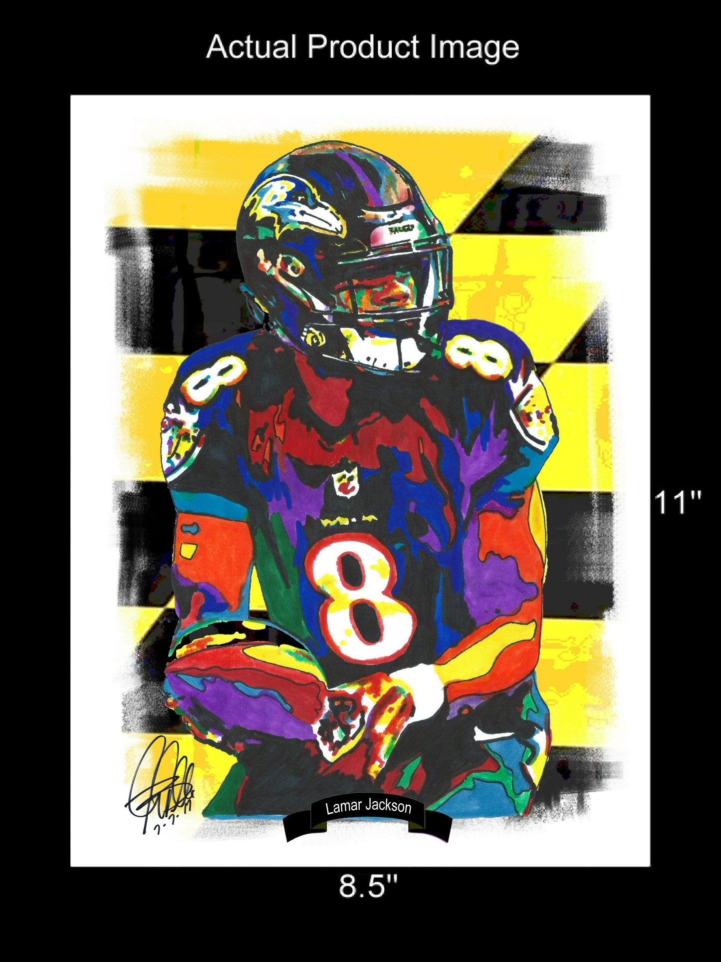 Lamar Jackson Baltimore Ravens Football Sports Print Poster Wall Art 8.5x11