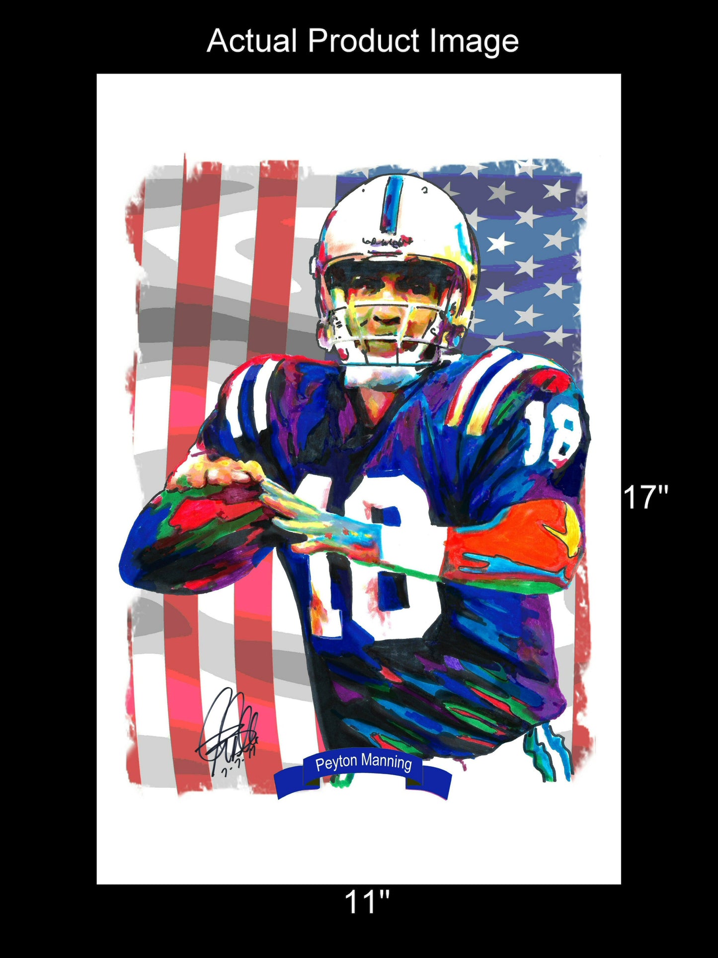 Peyton Manning Indianapolis Colts Football Poster Print Wall Art 11x17