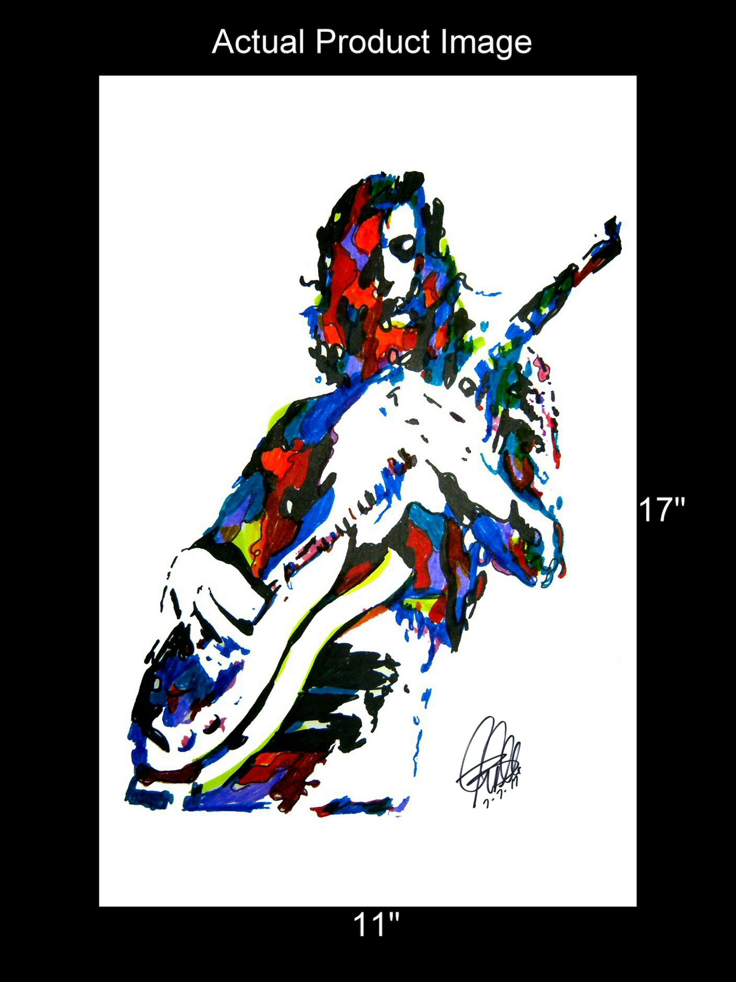 Jimmy Page Led Zeppelin Danelectro Guitar Music Poster Print Wall Art 11x17