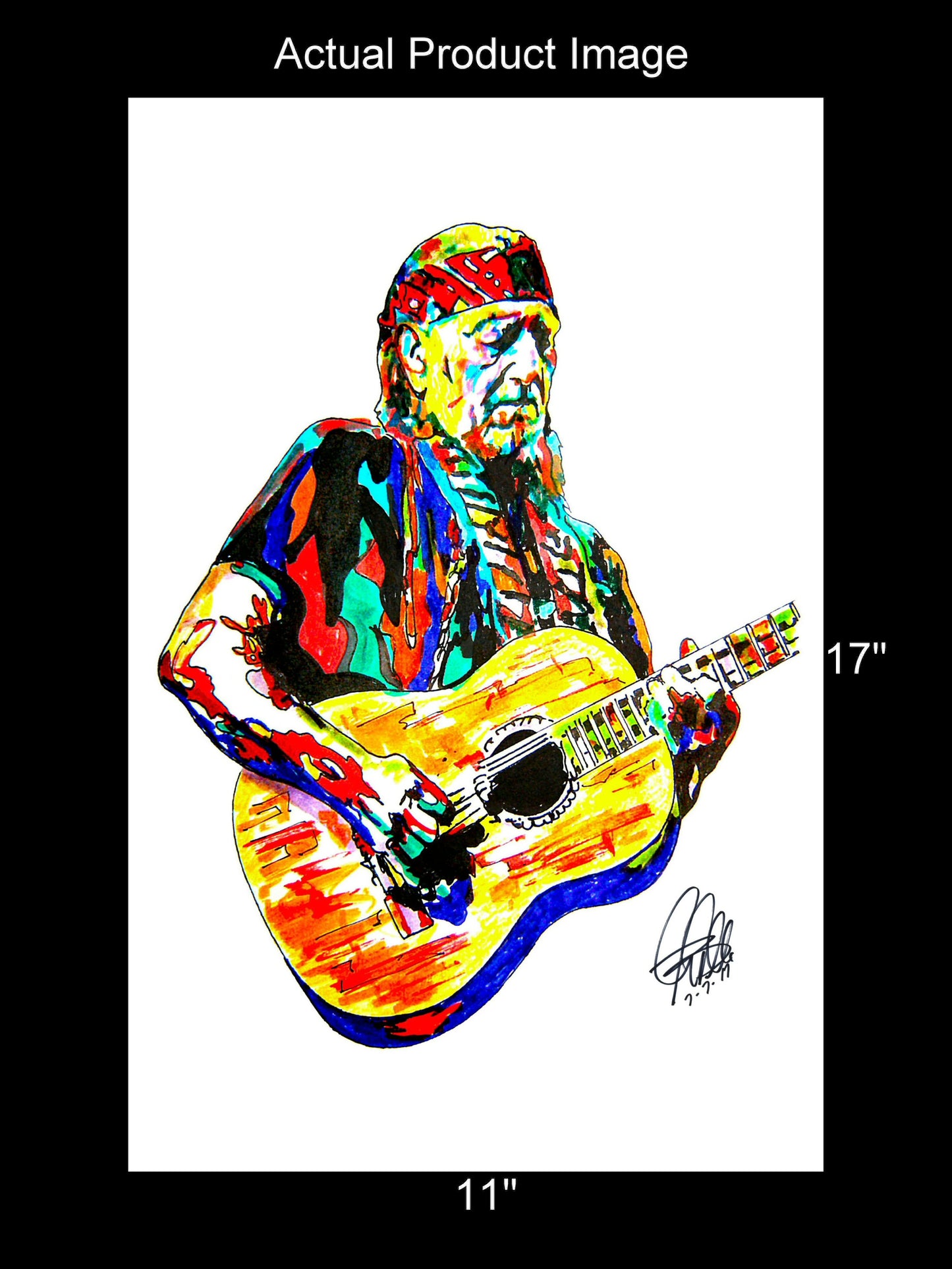 Willie Nelson Singer Guitar Pop Country Music Print Poster Wall Art 11x17