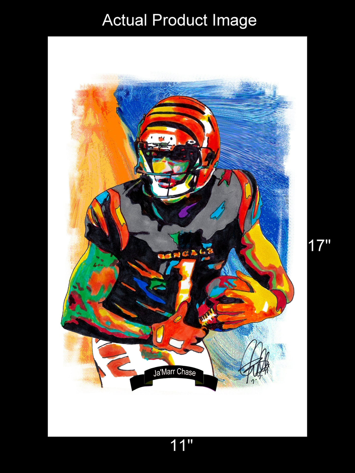 Ja'Marr Chase Cincinnati Bengals Football Poster Print Wall Art 11x17