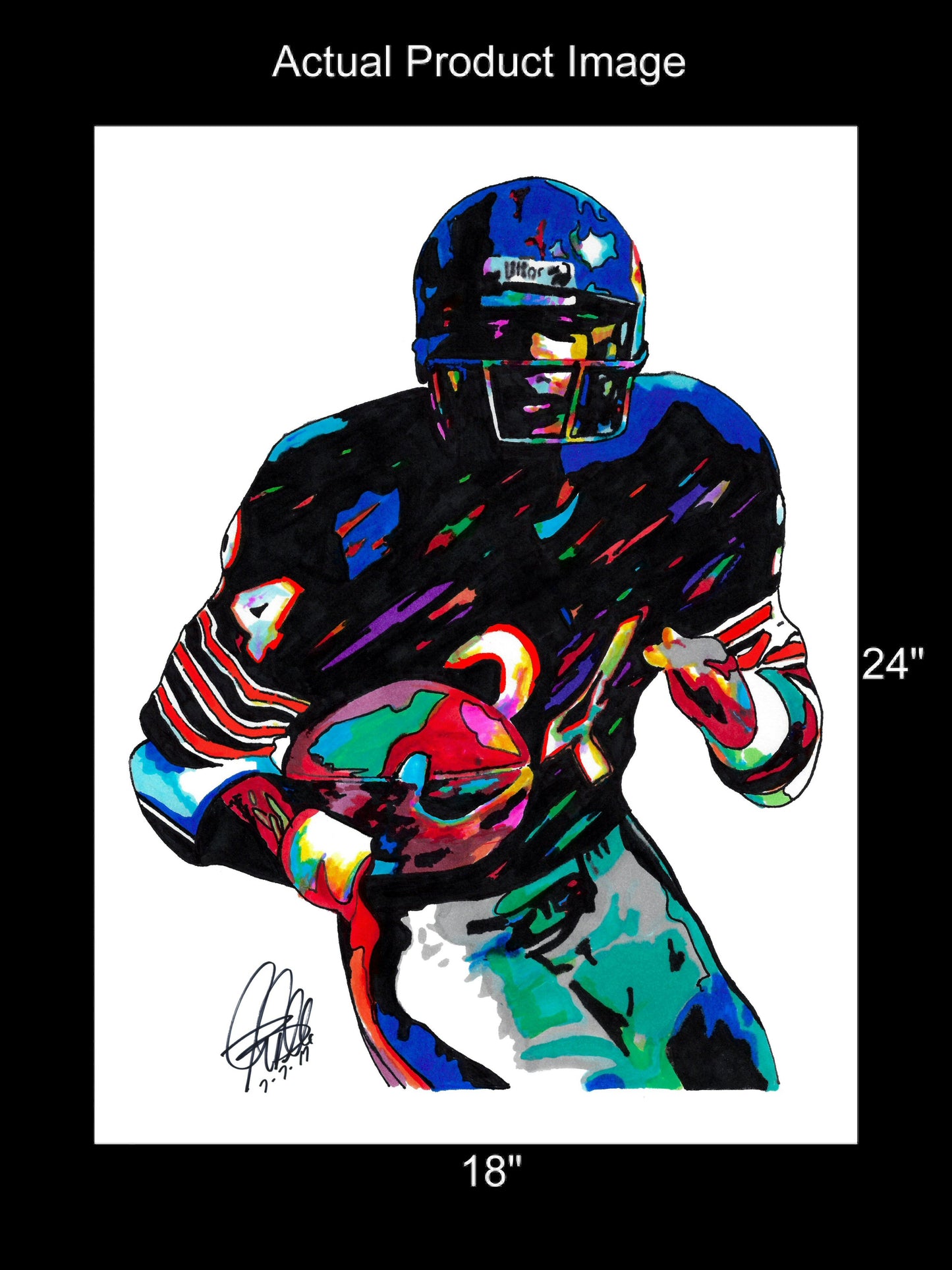 Walter Payton Chicago Bears Football RB Sports Print Poster Wall Art 18x24