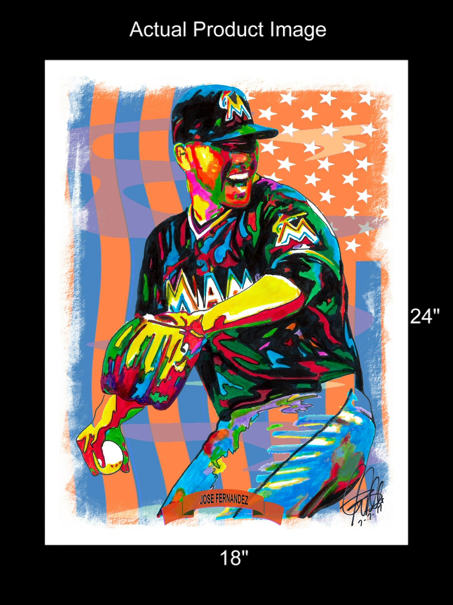 Jose Fernandez Miami Marlins Pitcher Baseball Poster Print Wall Art 18x24