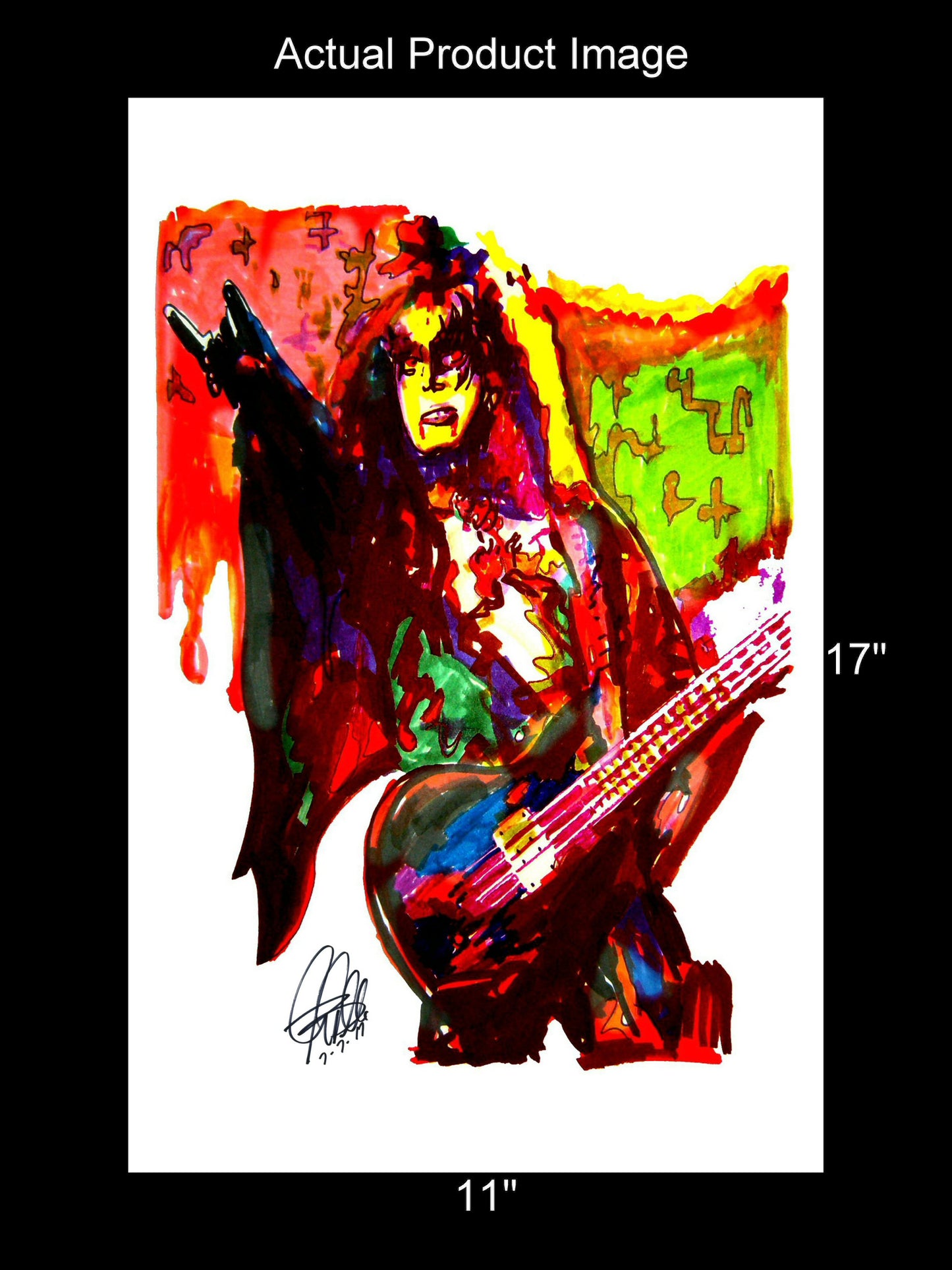 Gene Simmons Kiss Singer Bass Hard Rock Music Poster Print Wall Art 11x17