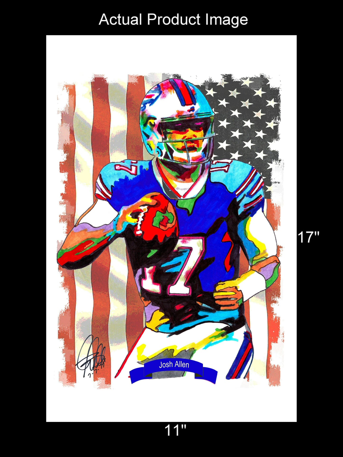 Josh Allen Buffalo Bills QB Football Sports Poster Print Wall Art 11x17