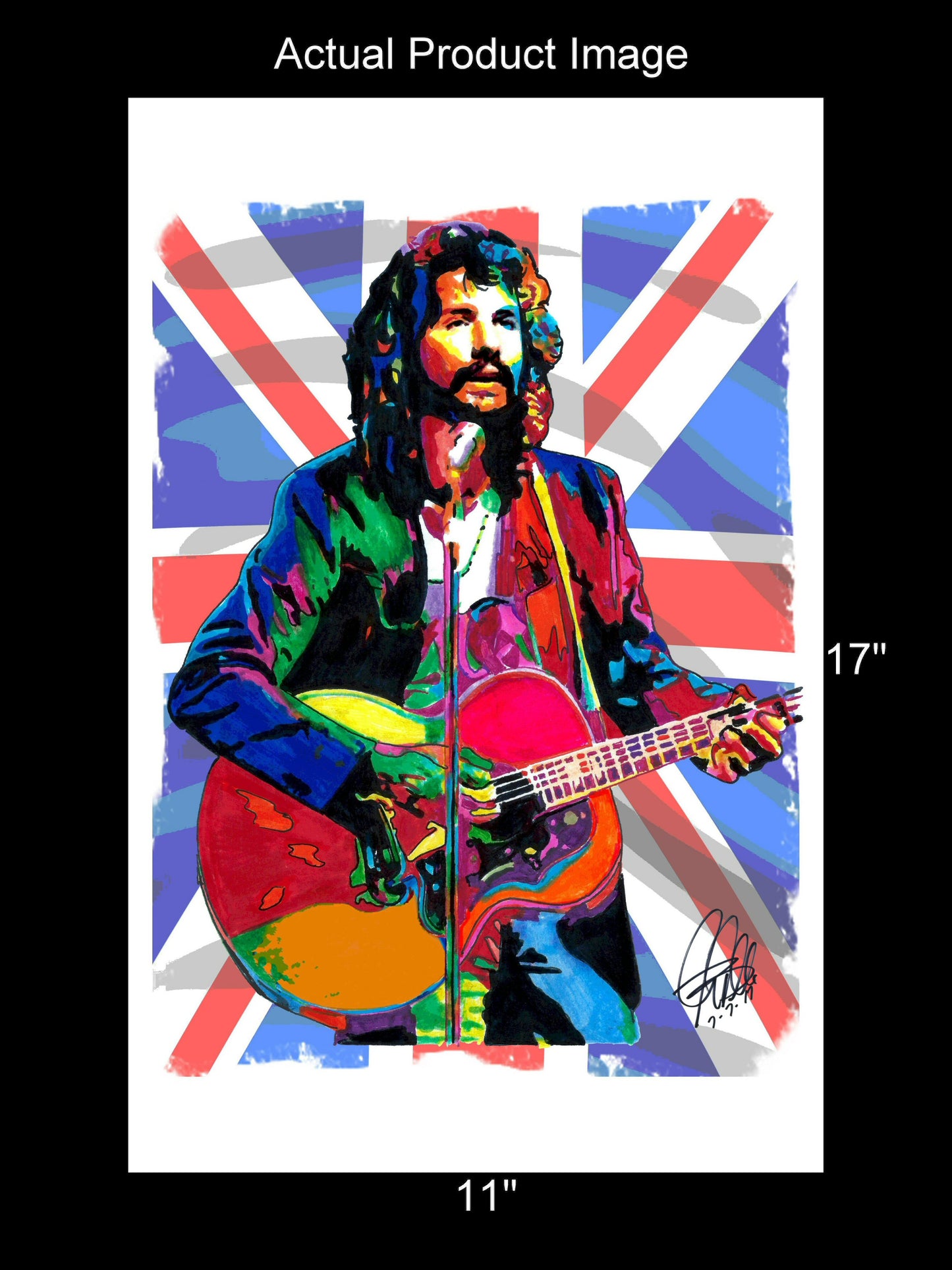 Cat Stevens Singer Guitar Folk Rock Music Poster Print Wall Art 11x17