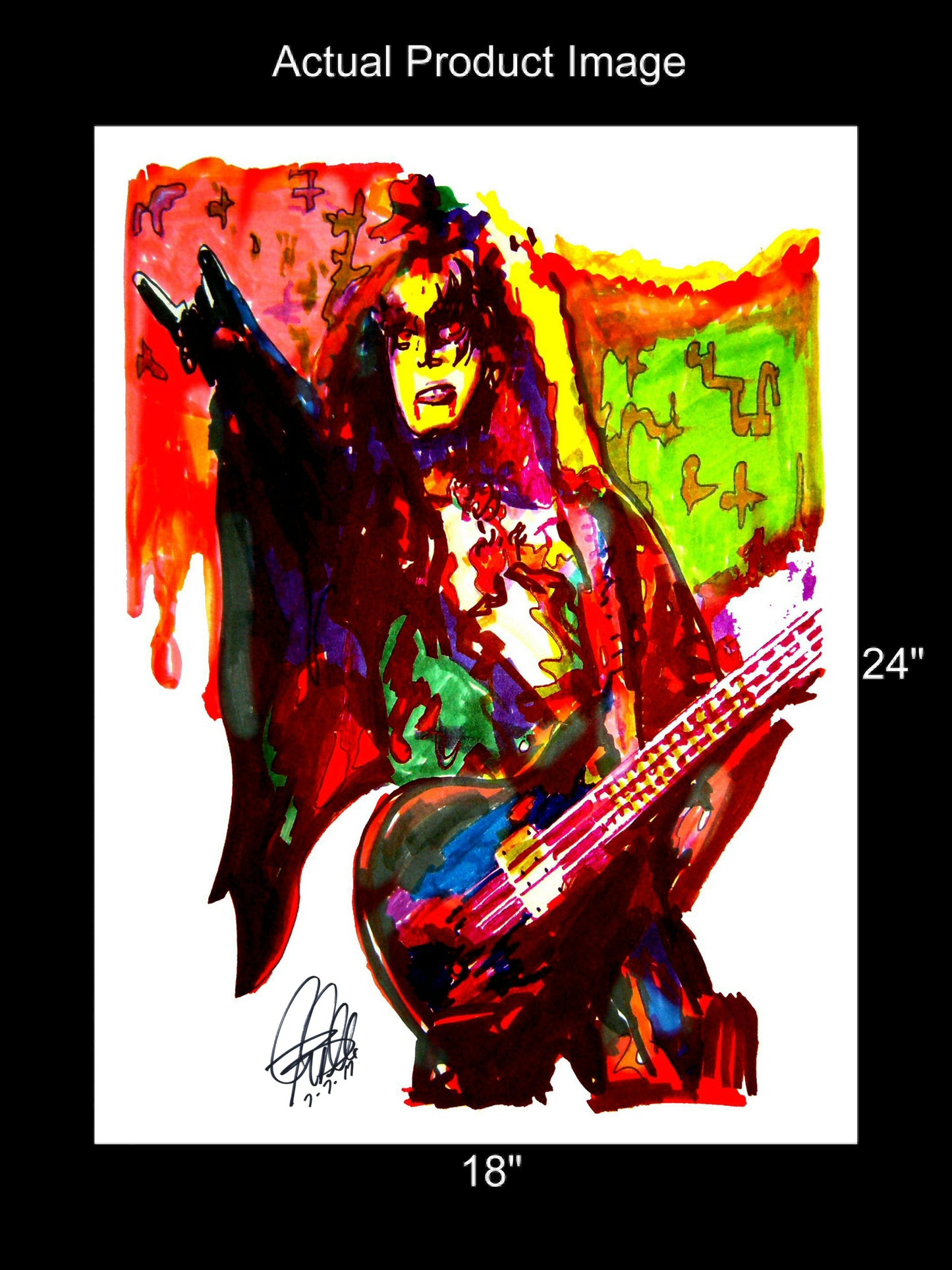 Gene Simmons Kiss Singer Bass Hard Rock Music Poster Print Wall Art 18x24